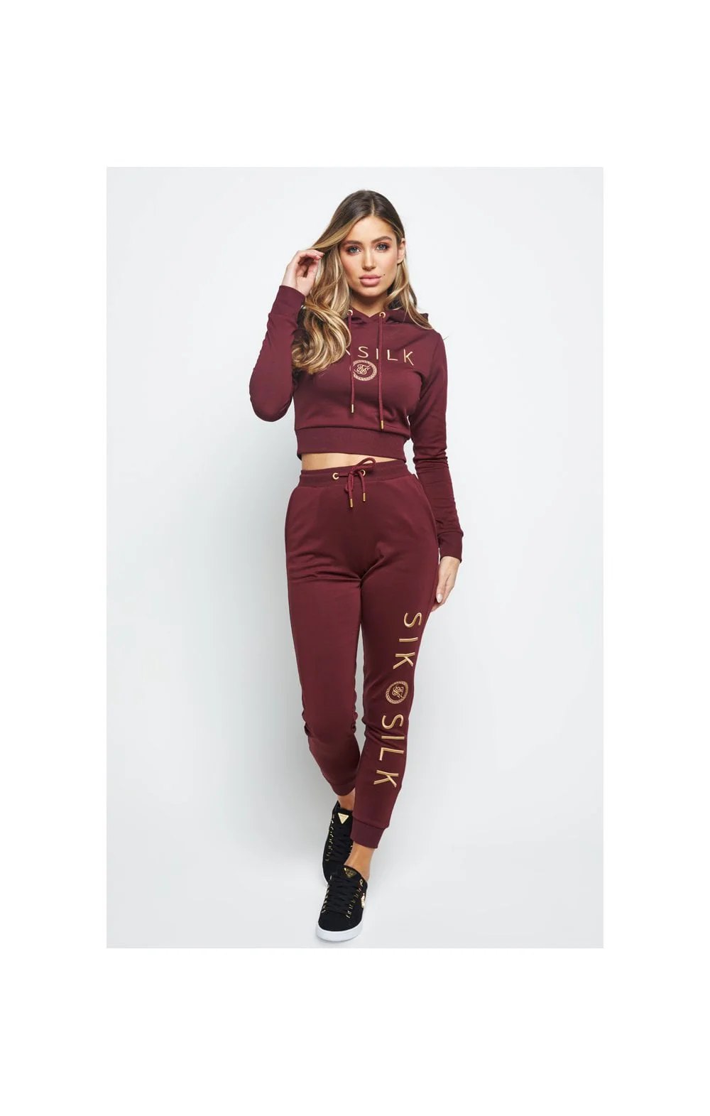 SikSilk Eyelet Mesh Track Top - Burgundy - Image 5