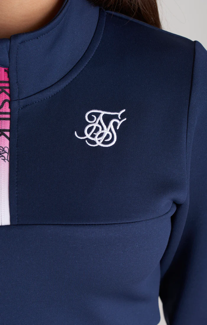 Girls Navy Fade 1/4 Zip Track Top - Image 3