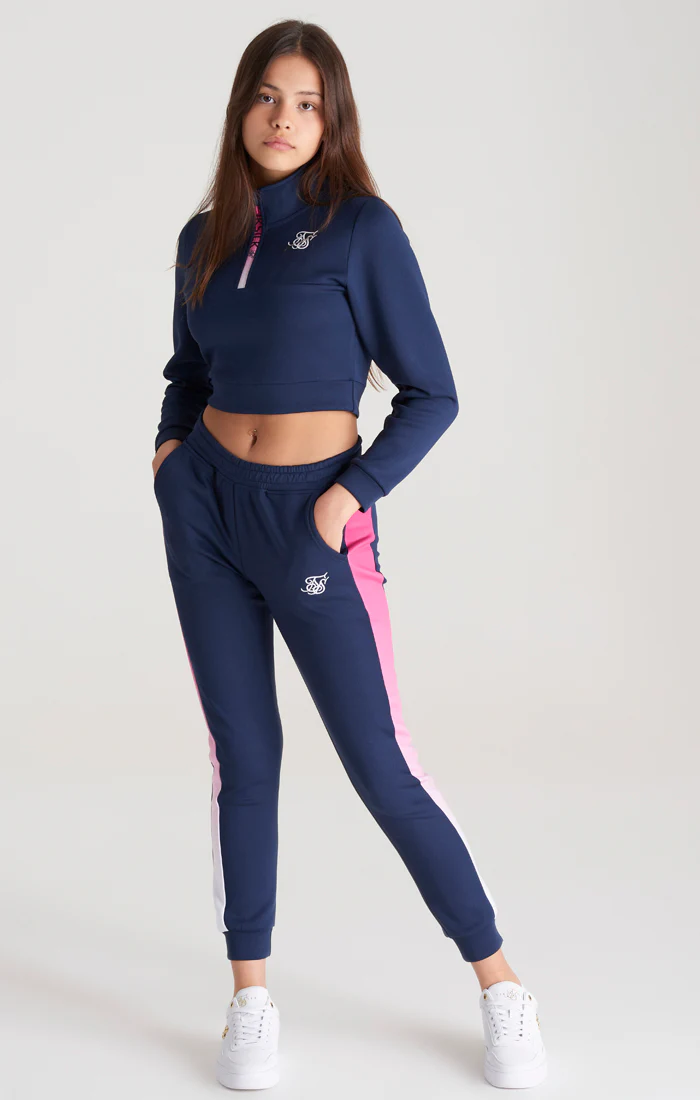 Girls Navy Fade 1/4 Zip Track Top - Image 4