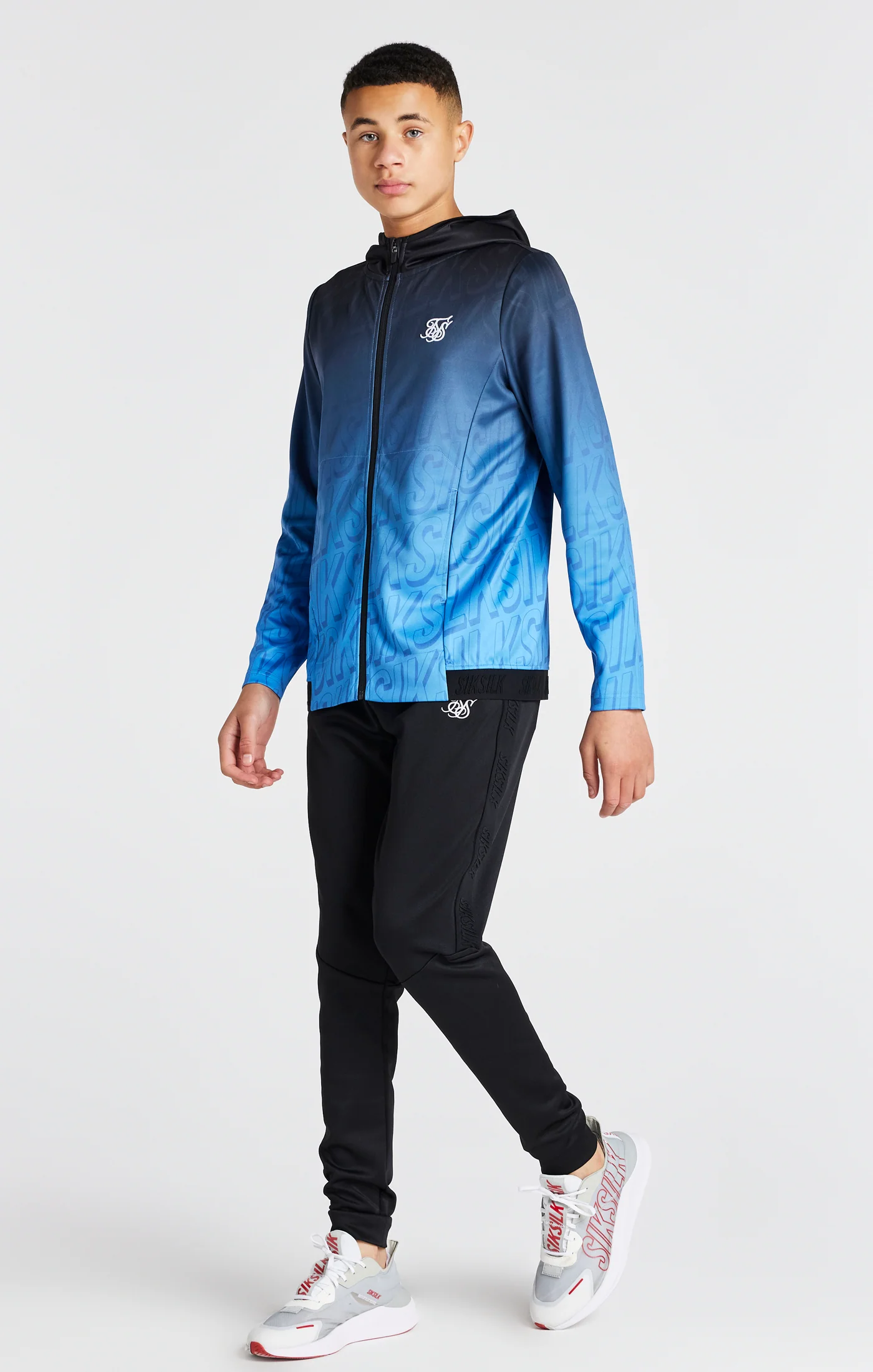 Boys Blue Fade Zip Thru Hoodie - Image 3