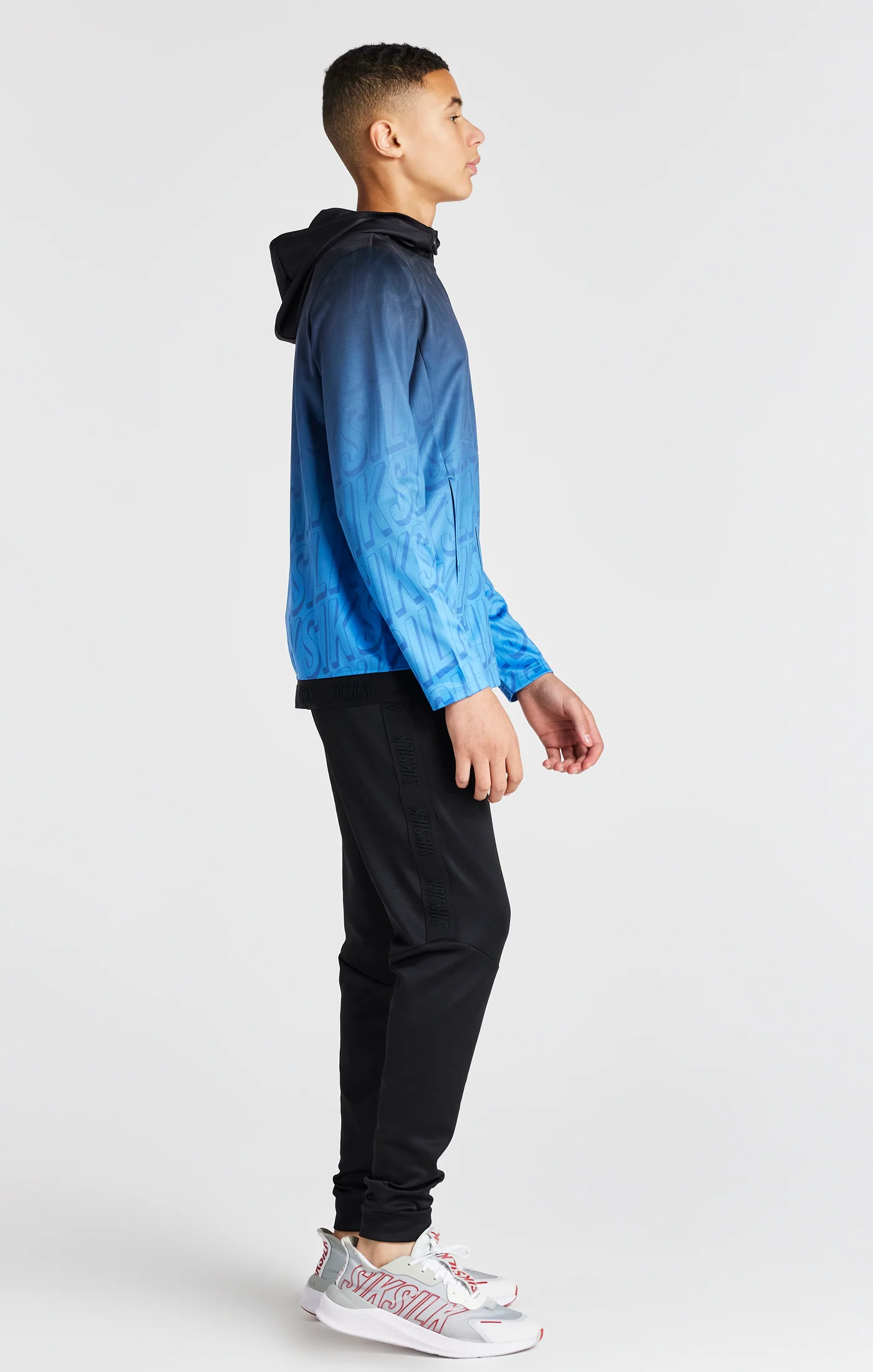 Boys Blue Fade Zip Thru Hoodie - Image 4