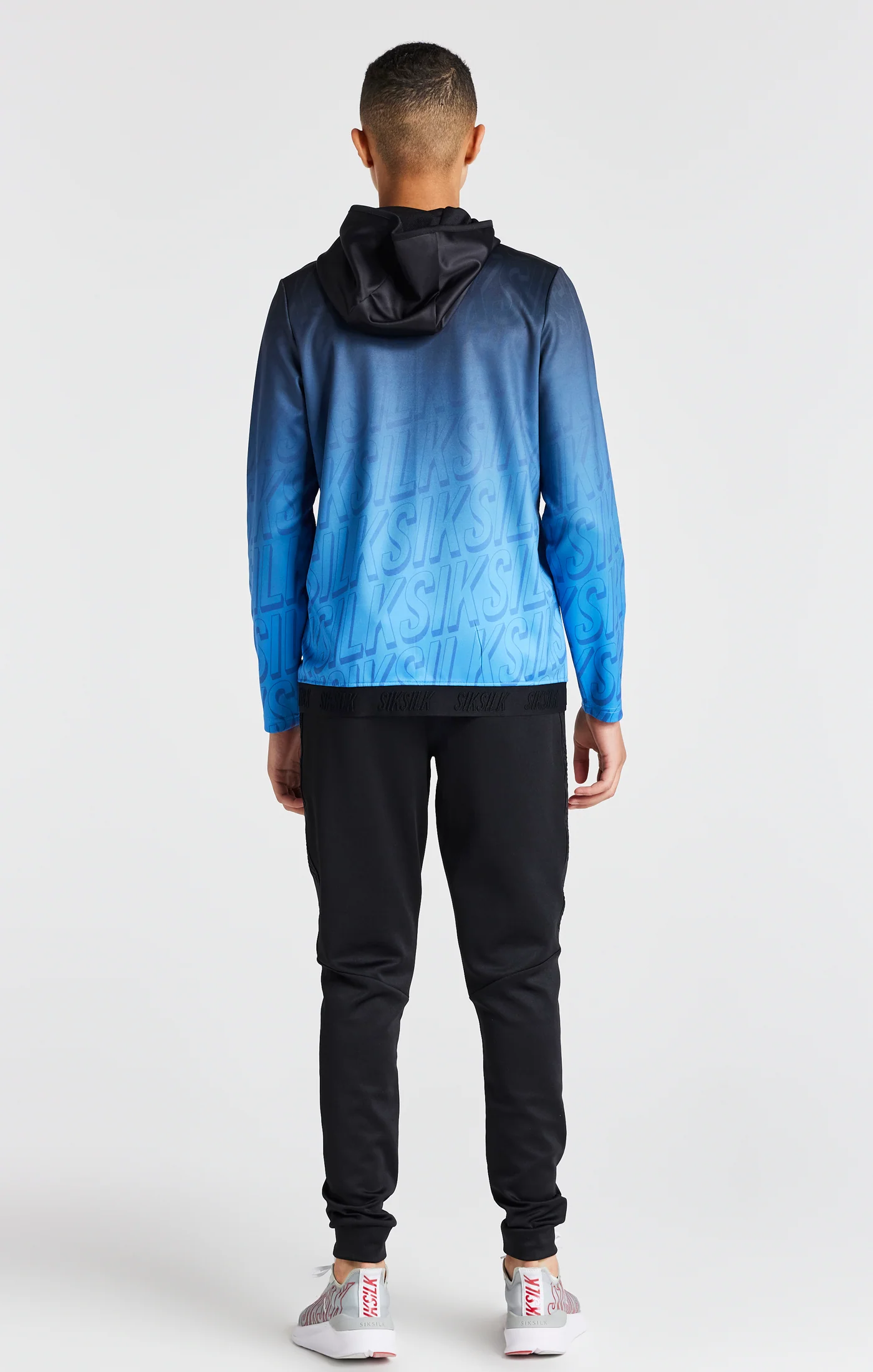 Boys Blue Fade Zip Thru Hoodie - Image 5