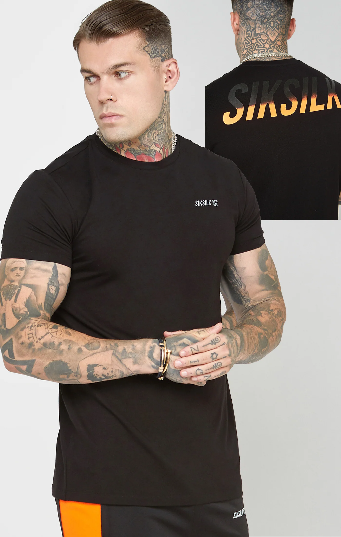 Black Sports Back Print T-Shirt