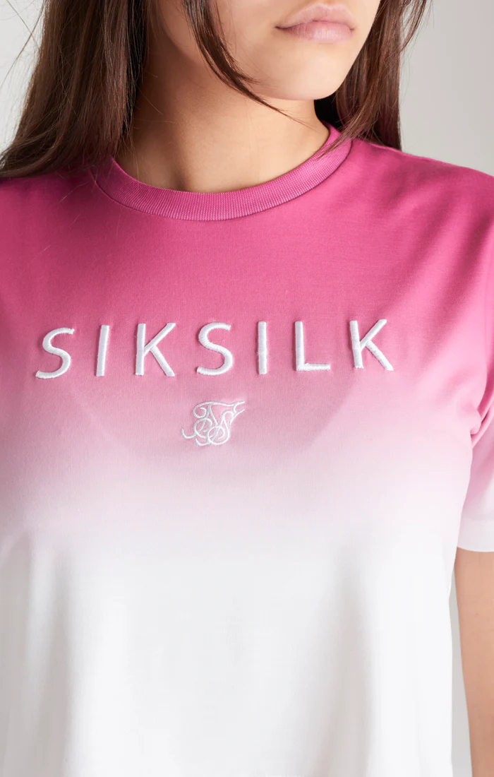 Girls Pink Fade Cropped T-Shirt - Image 6