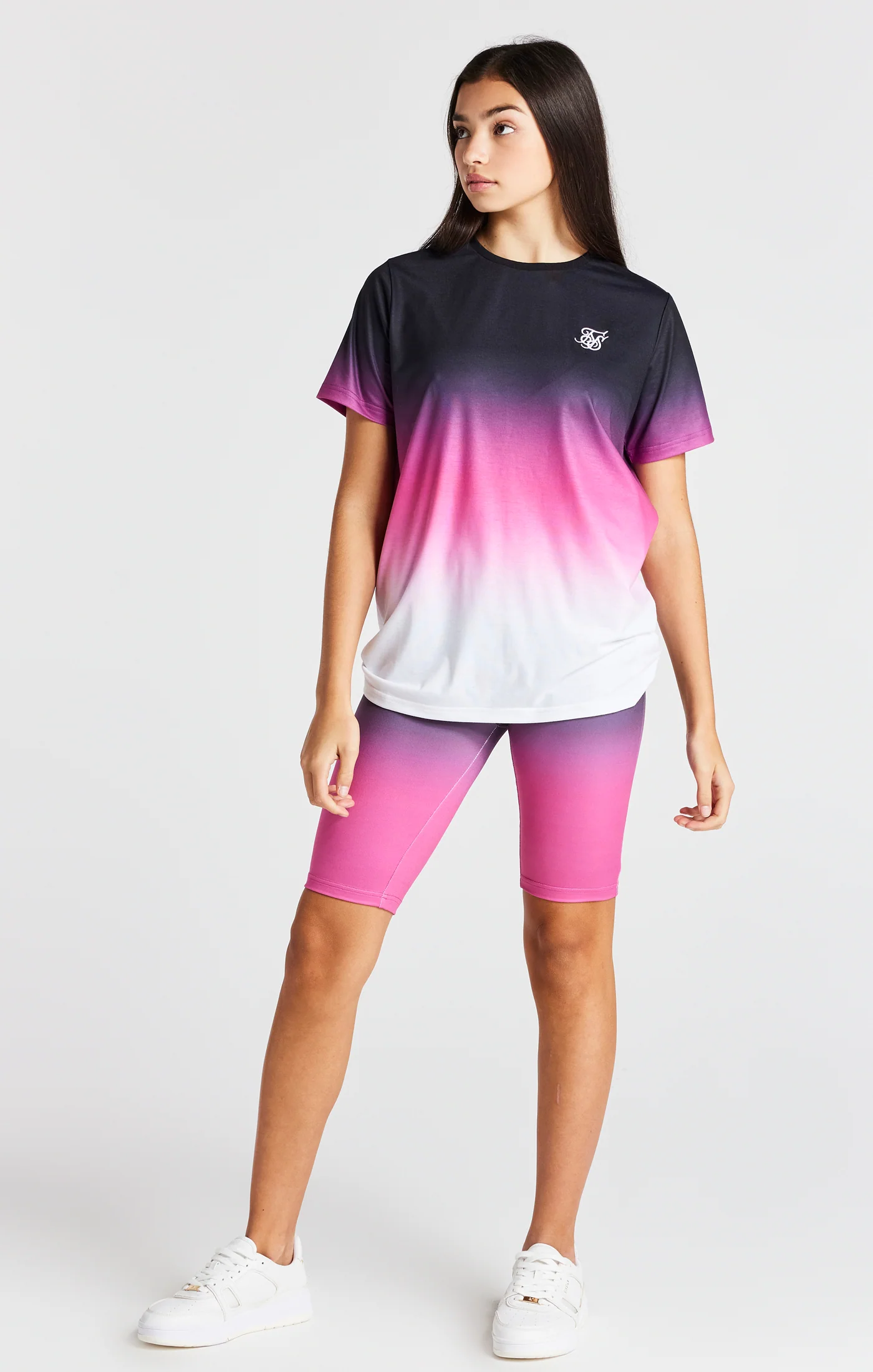 Girls Pink Fade Cycle Short - Image 3