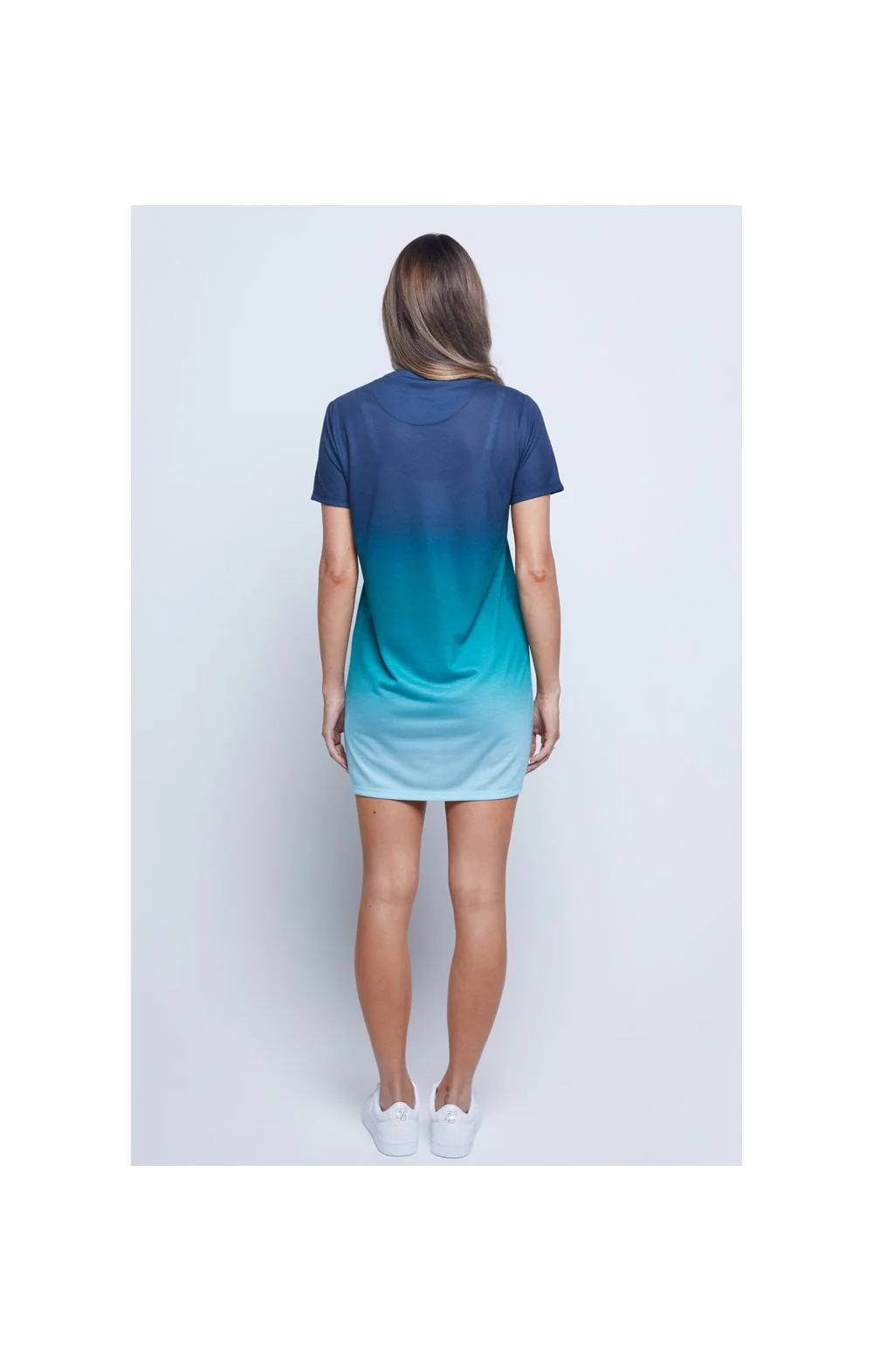 SikSilk Fade Embroidered T-Shirt Dress - Navy & Teal - Image 6