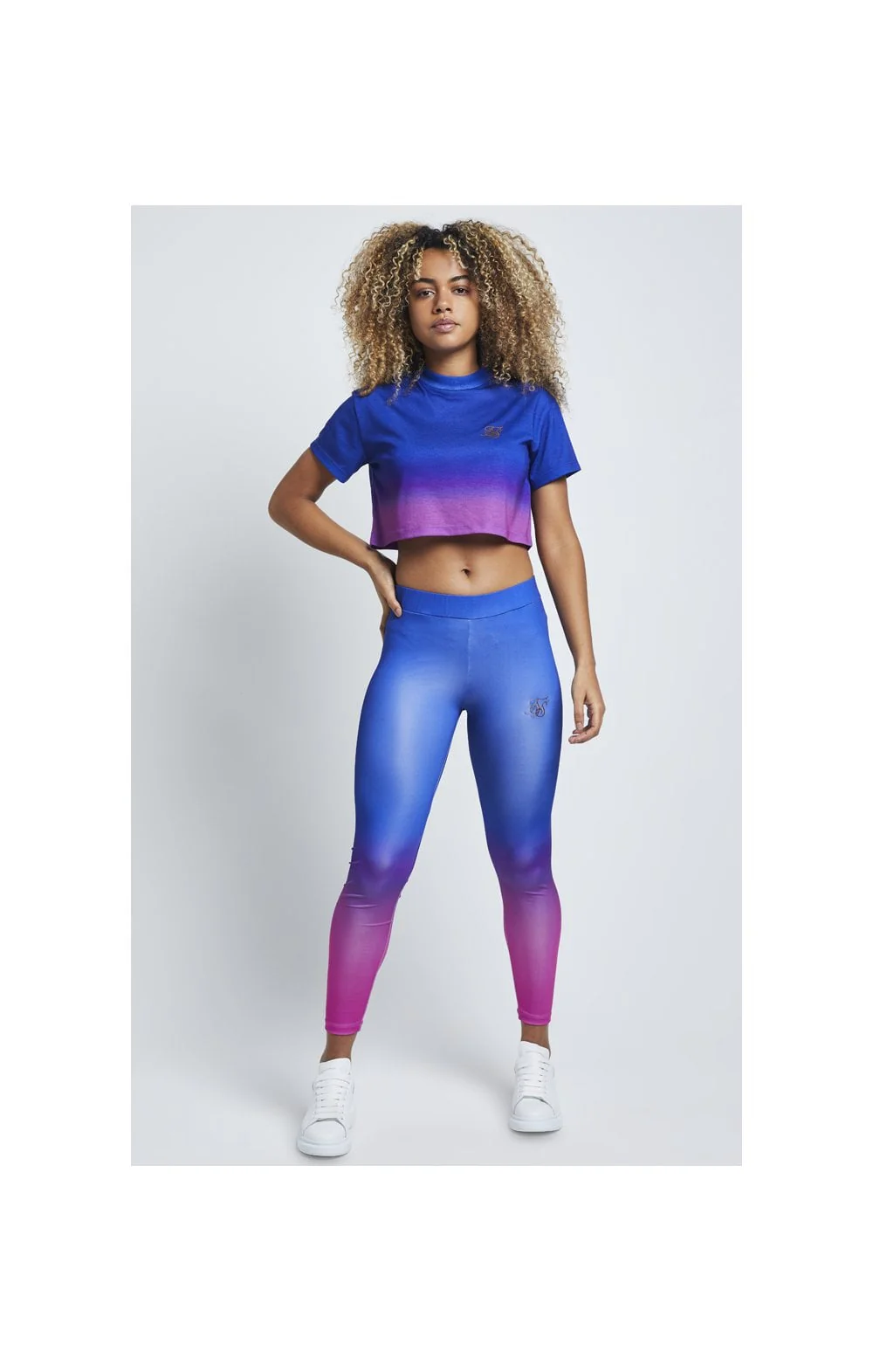 SikSilk Fade Leggings – Blue & Rose - Image 3