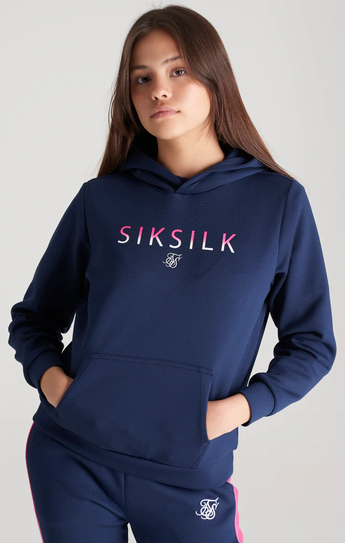 Girls Navy Fade Logo Track Top - Image 2