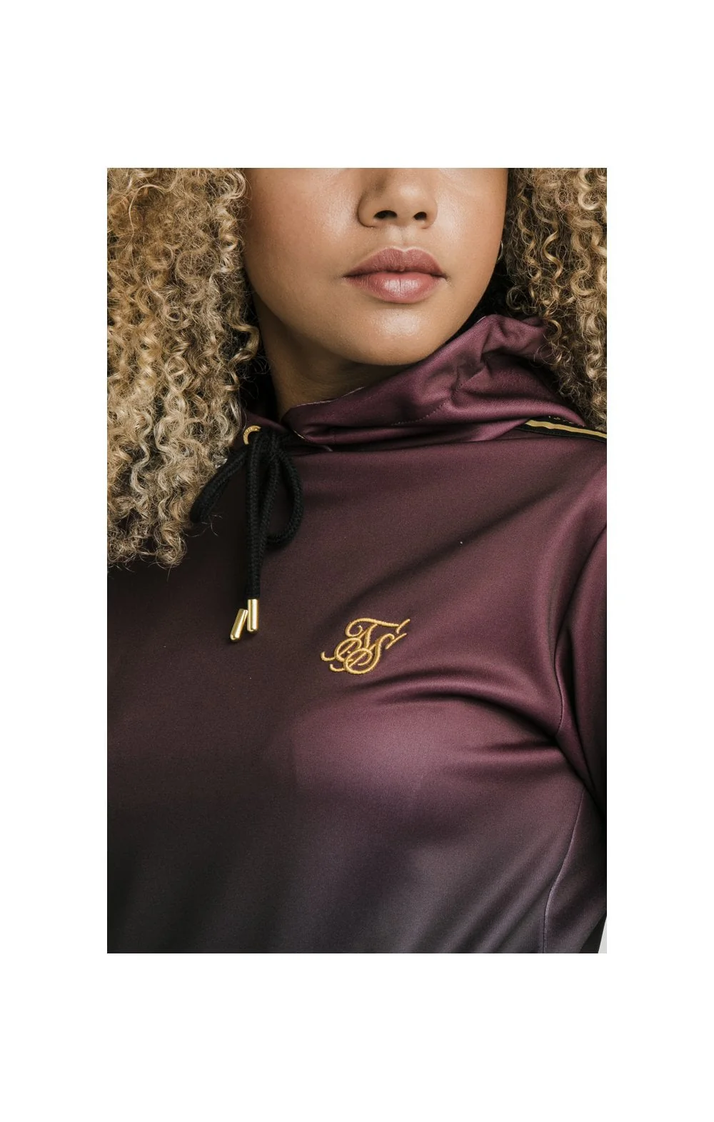 SikSilk Fade Overhead Track Top - Burgundy & Black