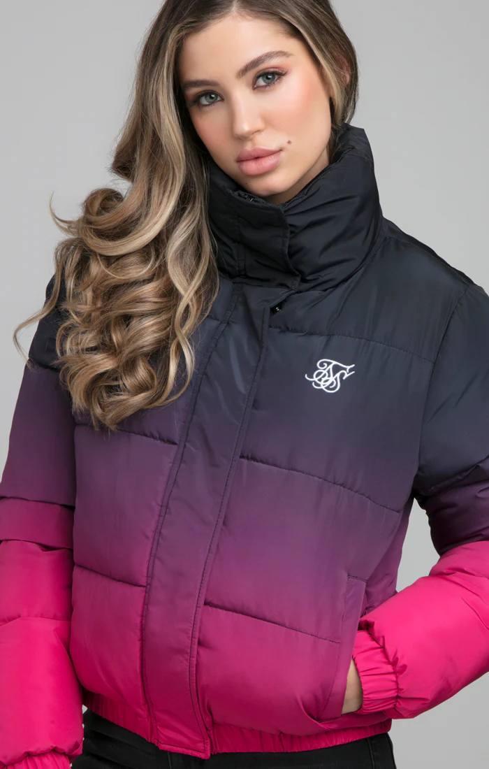 SikSilk Fade Padded Jacket - Black & Pink - Image 2
