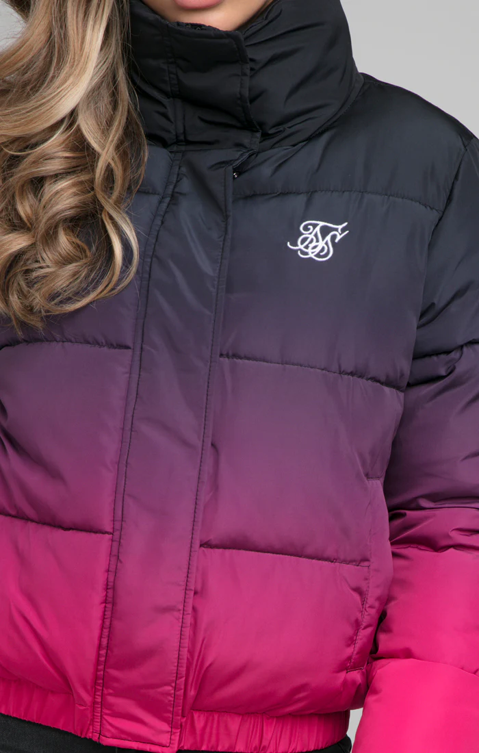 SikSilk Fade Padded Jacket - Black & Pink - Image 3