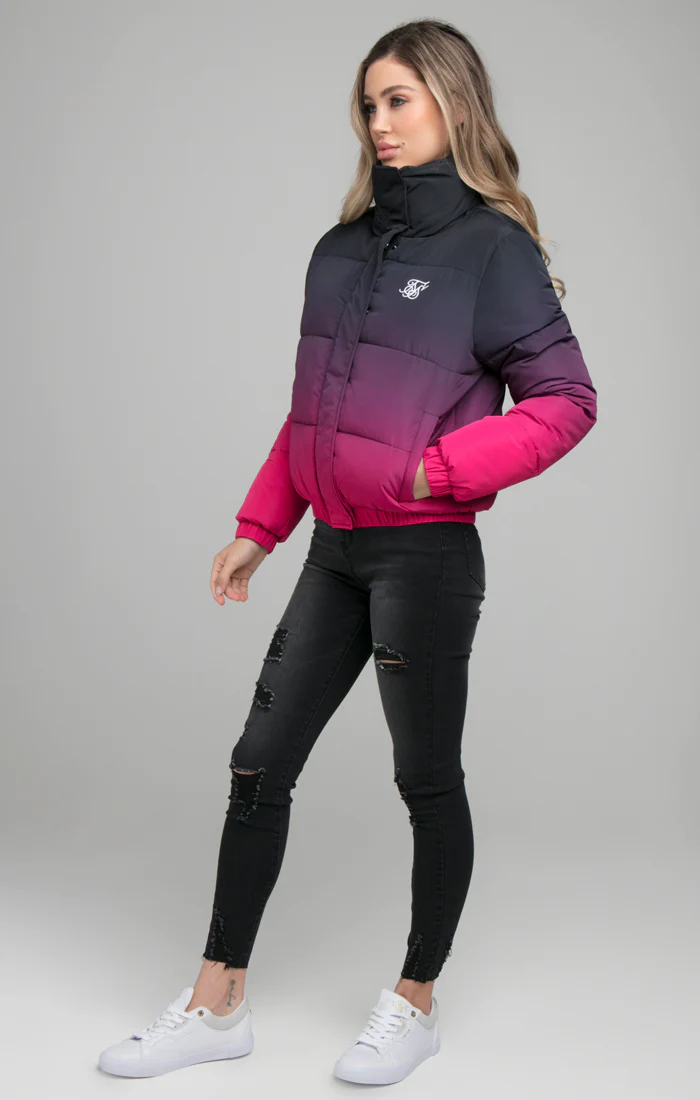 SikSilk Fade Padded Jacket - Black & Pink - Image 4