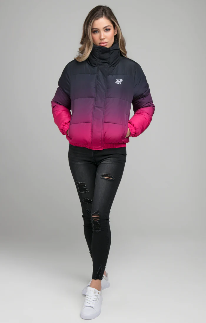 SikSilk Fade Padded Jacket - Black & Pink - Image 5