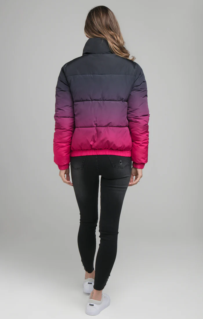 SikSilk Fade Padded Jacket - Black & Pink - Image 6
