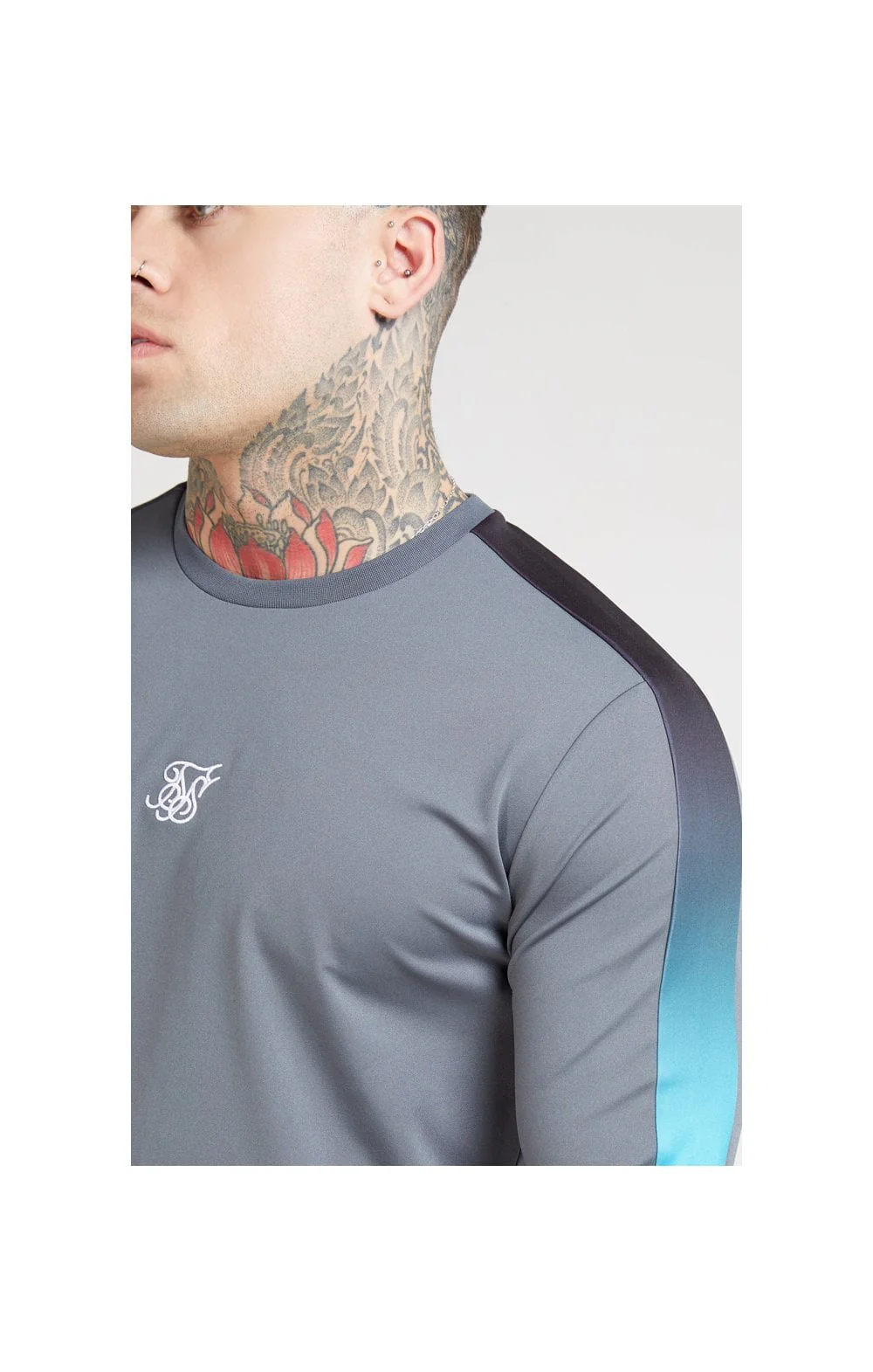 SikSilk Fade Panel Crew Sweat – Slate - Image 2