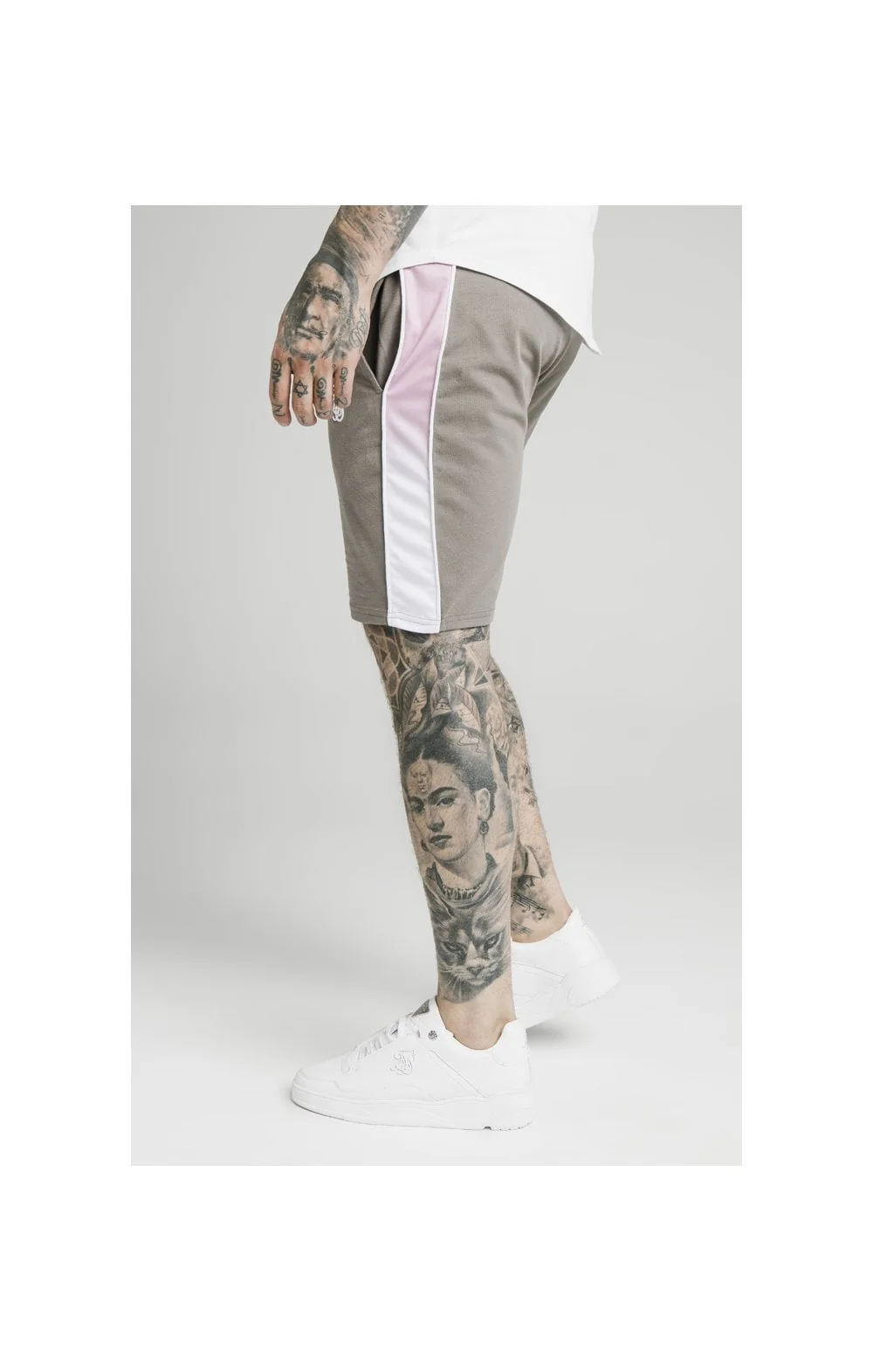 SikSilk Fade Panel Shorts – Grey,White & Pink - Image 2