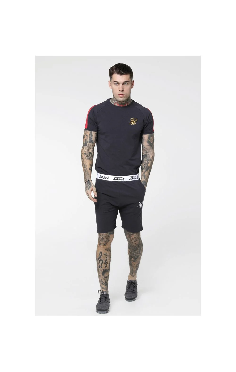 SikSilk Fade Panel Tee - Grey - Image 3