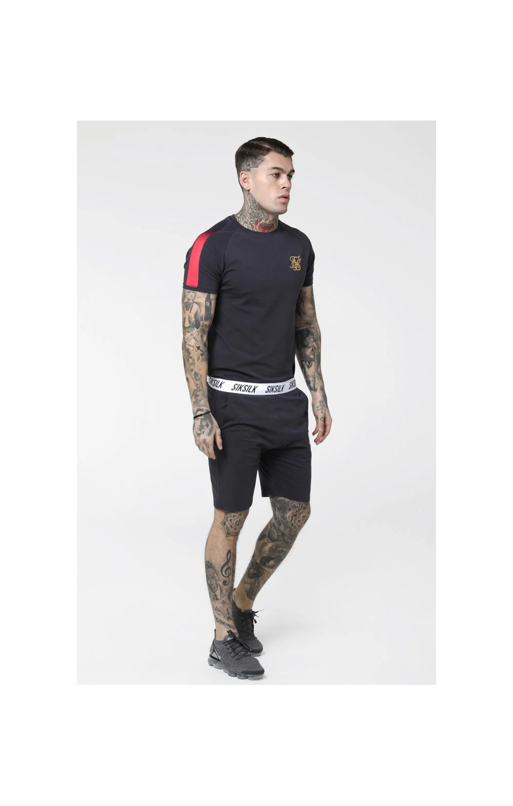 SikSilk Fade Panel Tee - Grey - Image 4