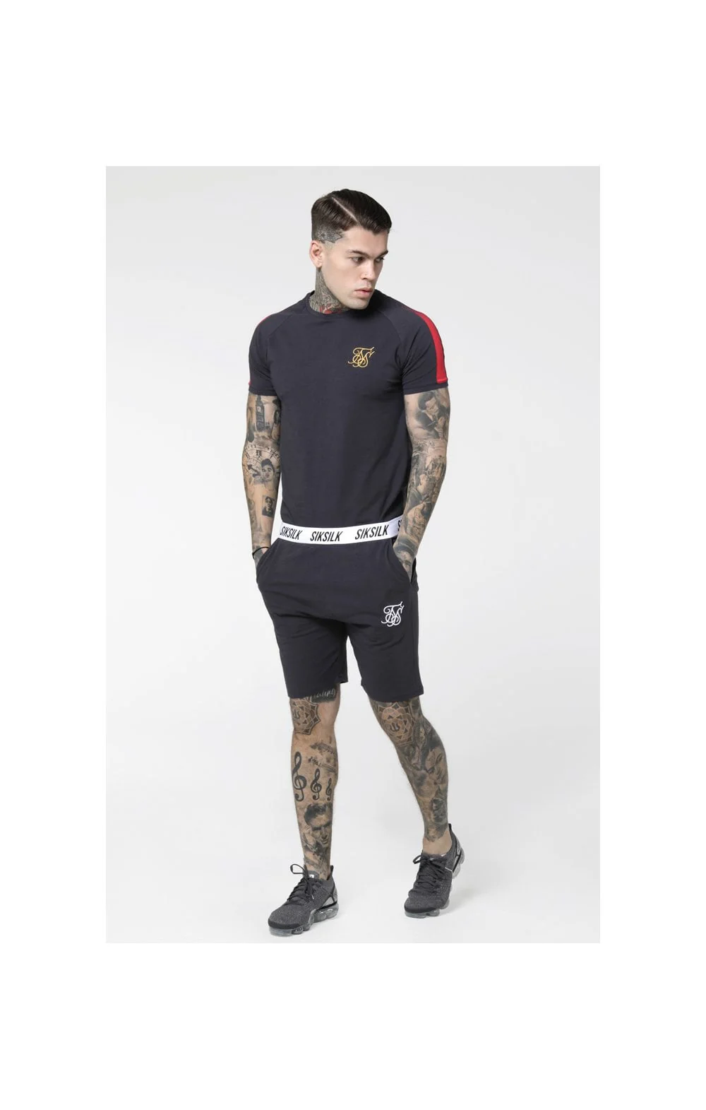 SikSilk Fade Panel Tee - Grey - Image 5