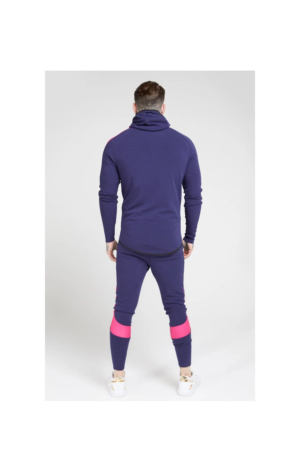 SikSilk Fade Panel Zip Through Hoodie – Navy & Neon Fade - Image 5