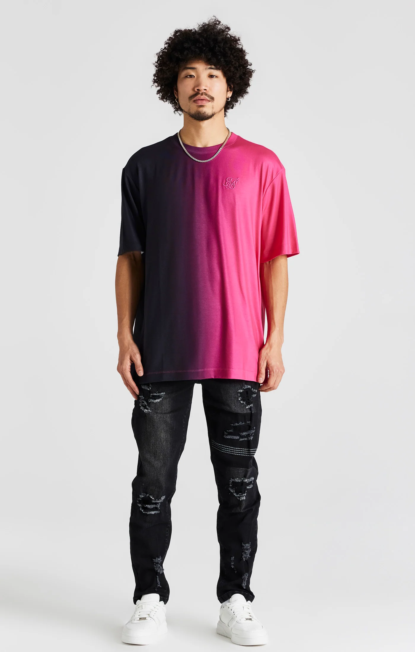 Black Print Oversized Short Sleeve T-Shirt - Image 3