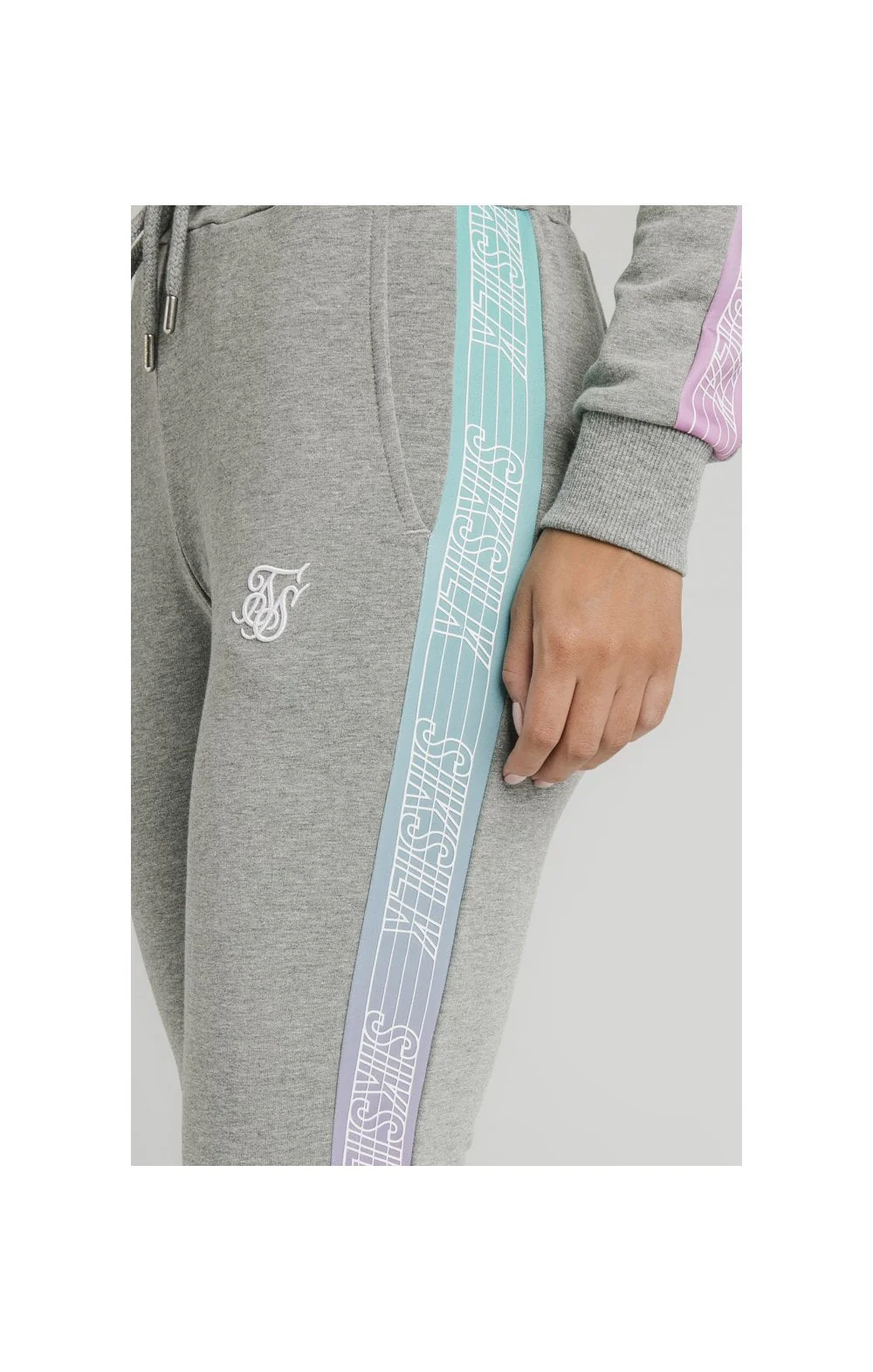SikSilk Fade Runner Track Pants - Grey Marl - Image 4