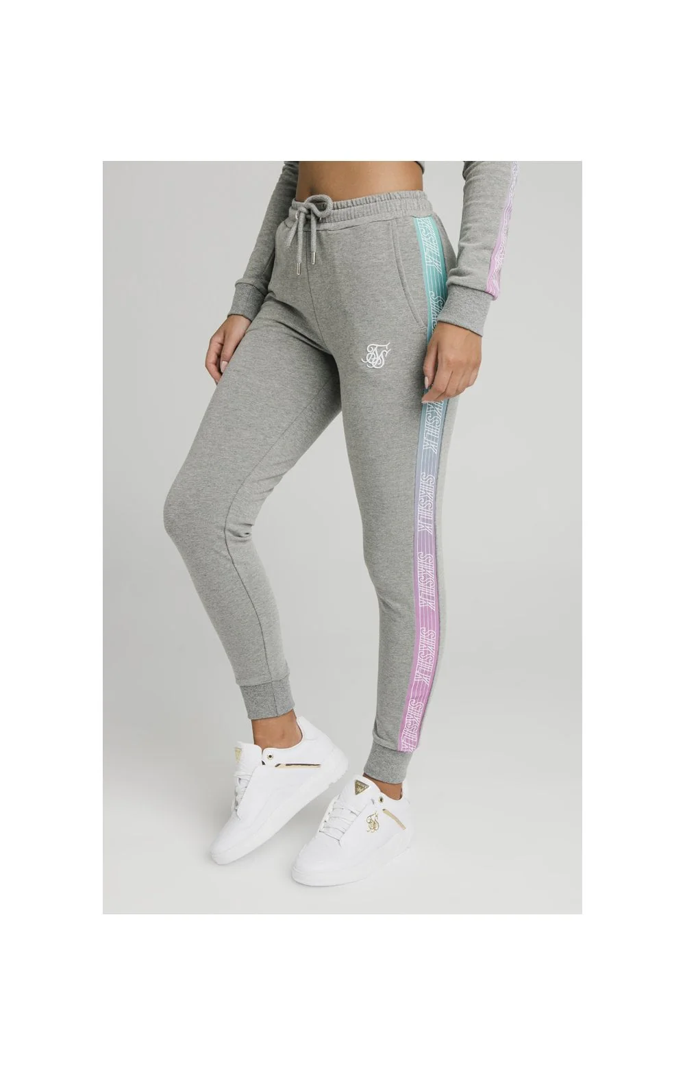 SikSilk Fade Runner Track Pants - Grey Marl - Image 6