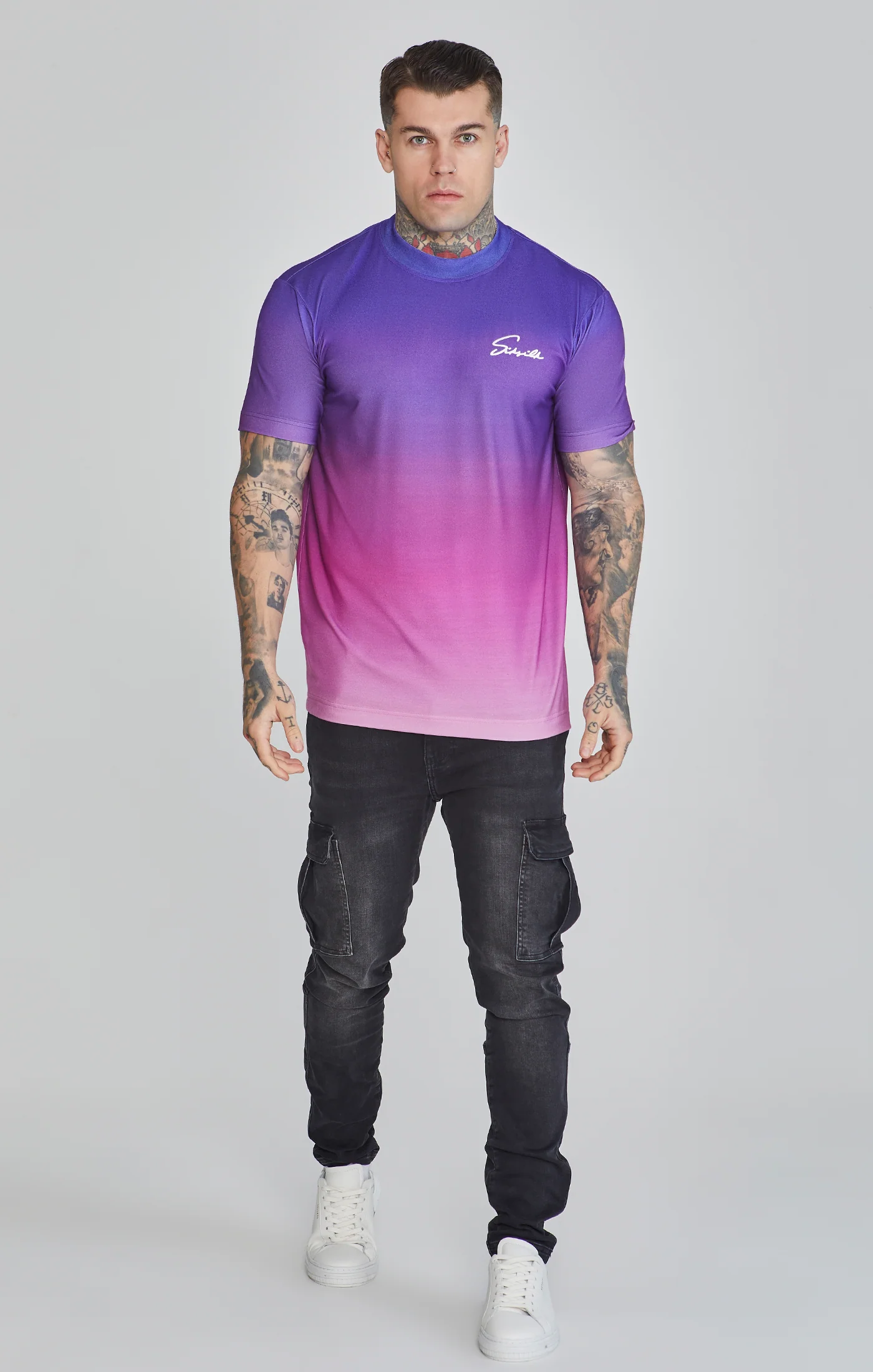 Purple Fade Script T-Shirt - Image 2