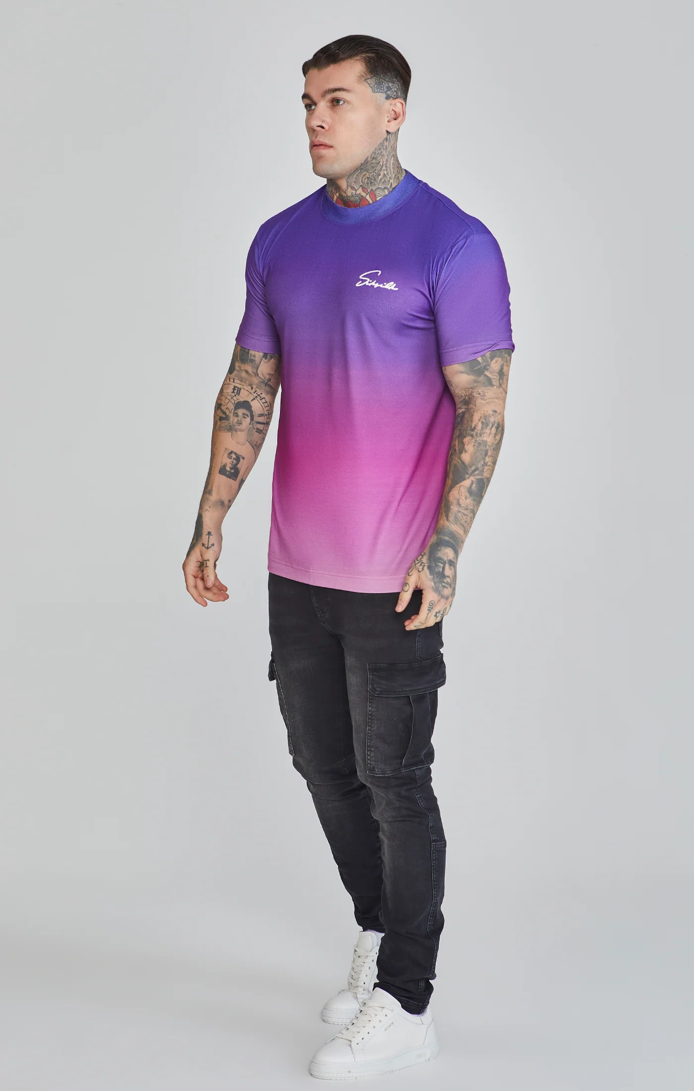 Purple Fade Script T-Shirt - Image 4