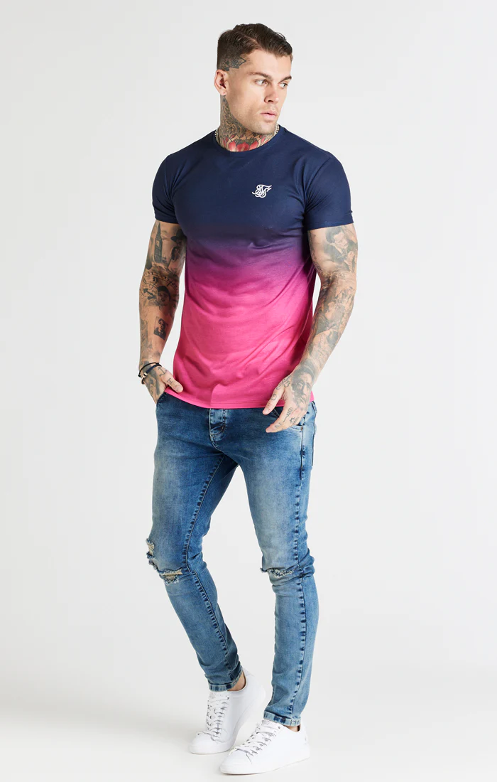 Navy Fade Muscle Fit T-Shirt - Image 3