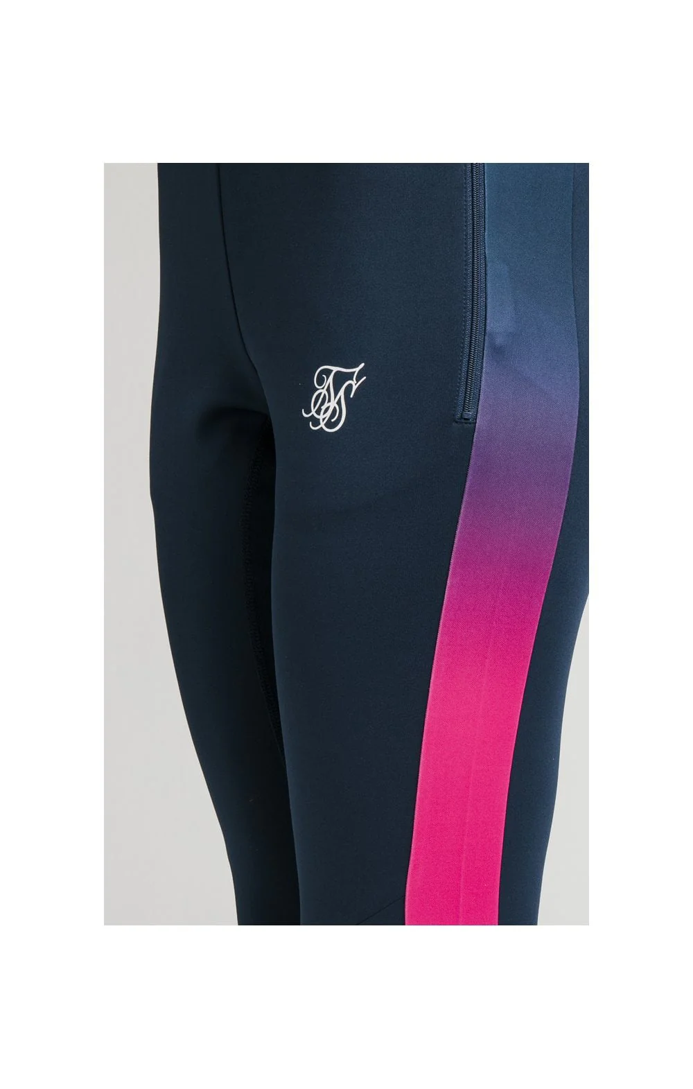 SikSilk Fade Stripe Athlete Track Pants - Navy - Image 3