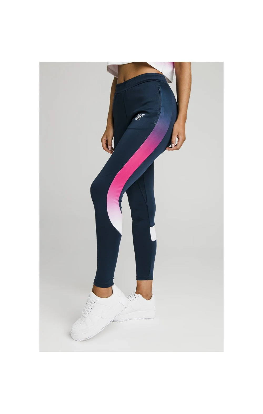 SikSilk Fade Stripe Athlete Track Pants - Navy - Image 4