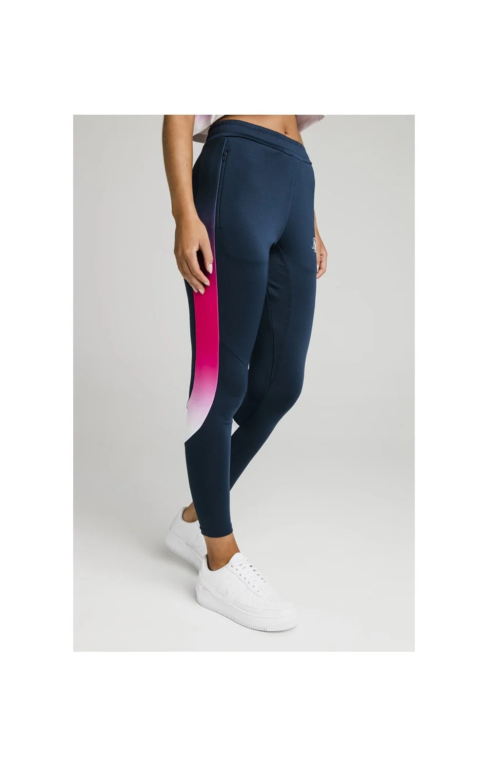 SikSilk Fade Stripe Athlete Track Pants - Navy - Image 5