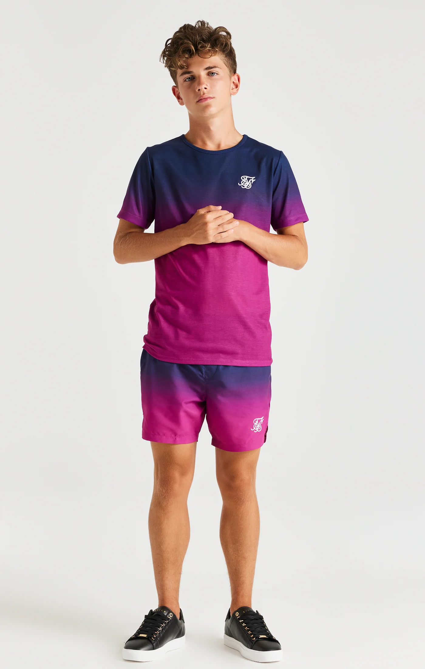 SikSilk Fade Swim Shorts - Navy & Pink - Image 3