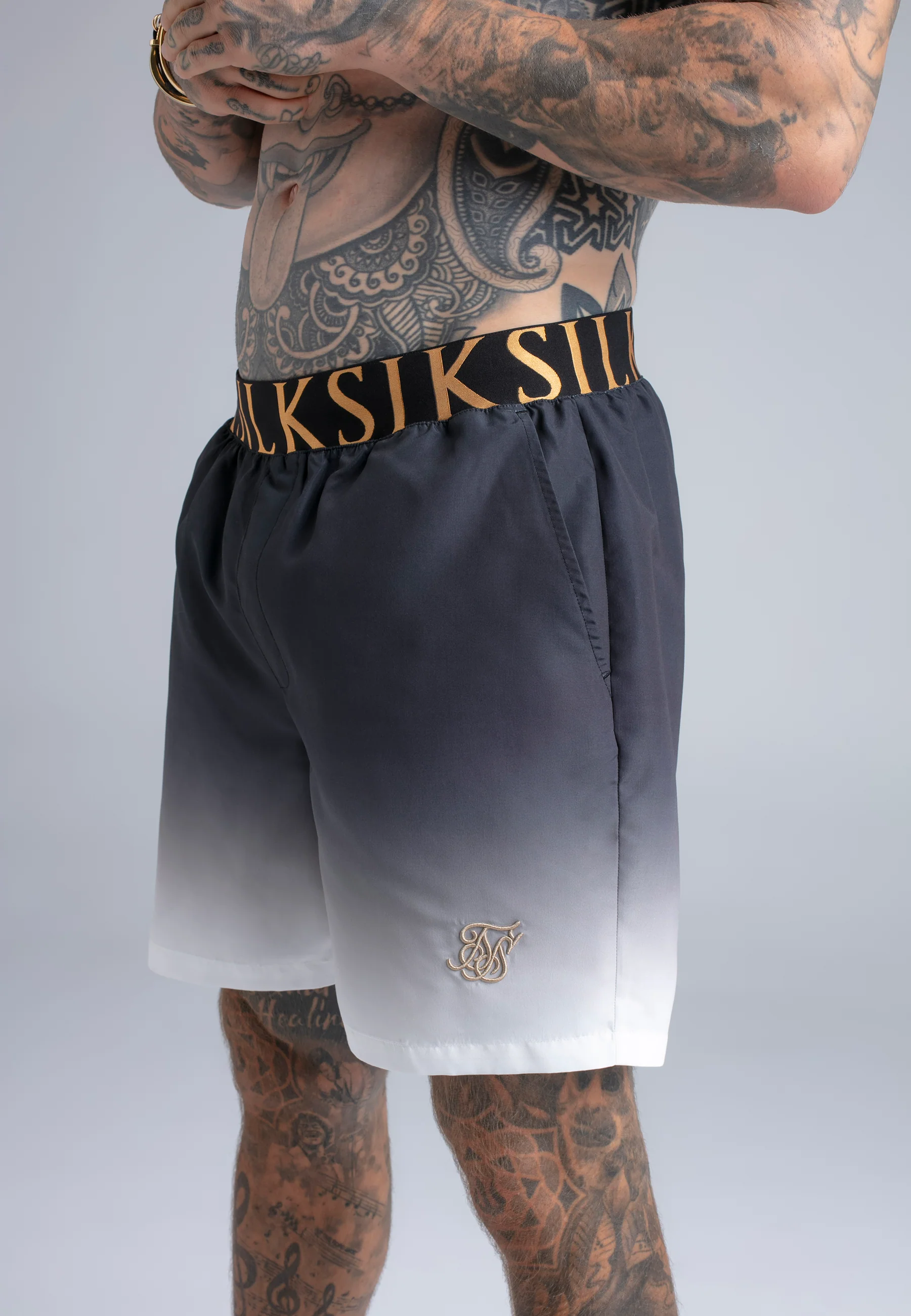 Black and White Fade Swim Shorts - Image 3