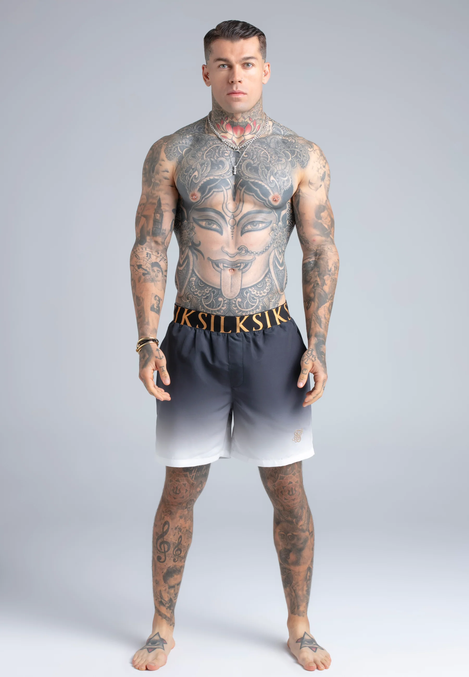 Black and White Fade Swim Shorts - Image 4