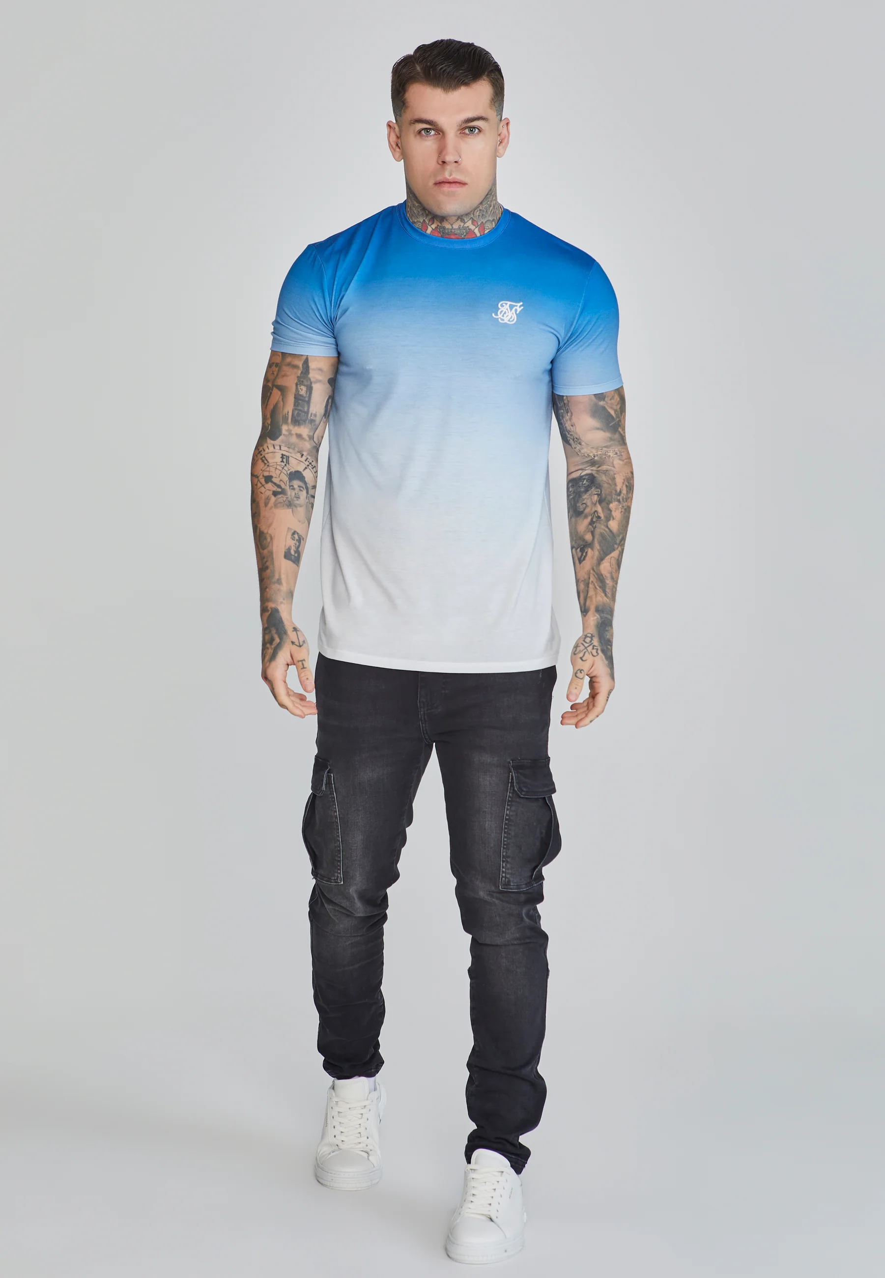 Blue White Fade T-Shirt - Image 2