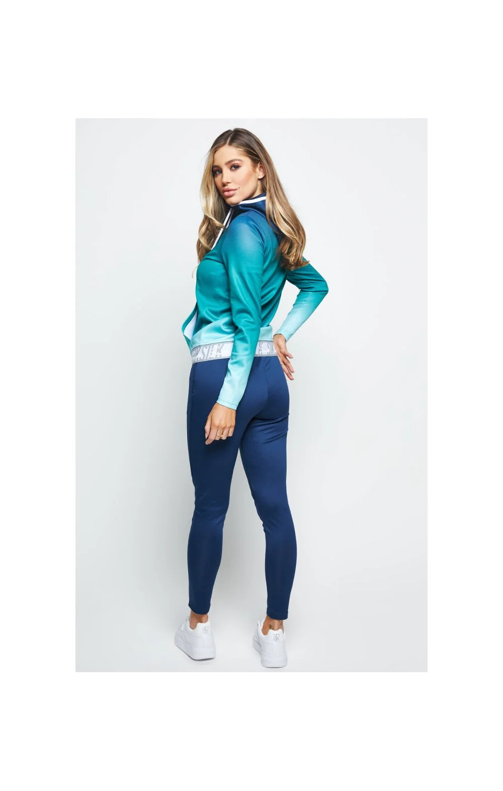 SikSilk Fade Tape Track Jacket - Navy & Teal - Image 5