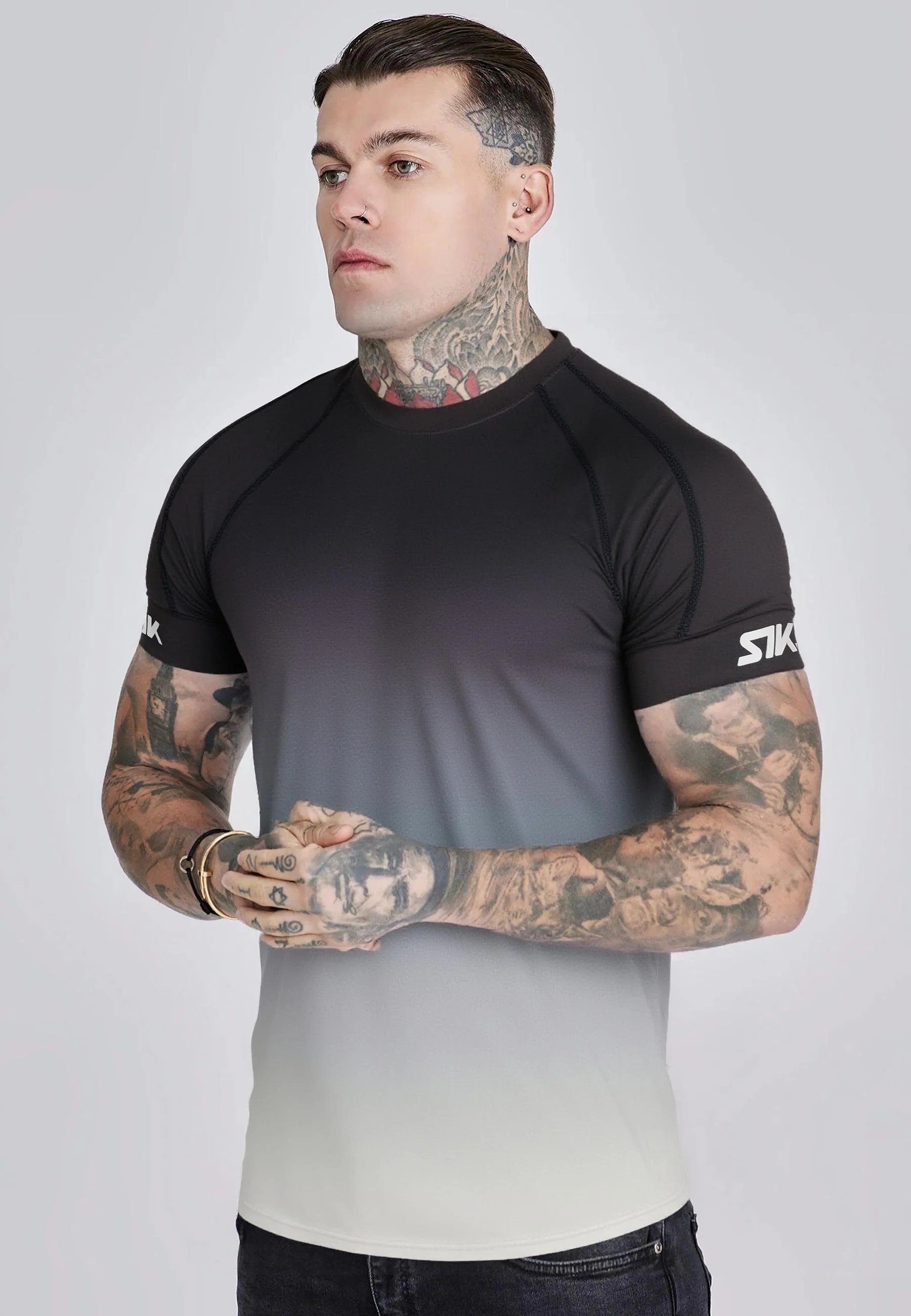 Black and White Fade Tech T-Shirt