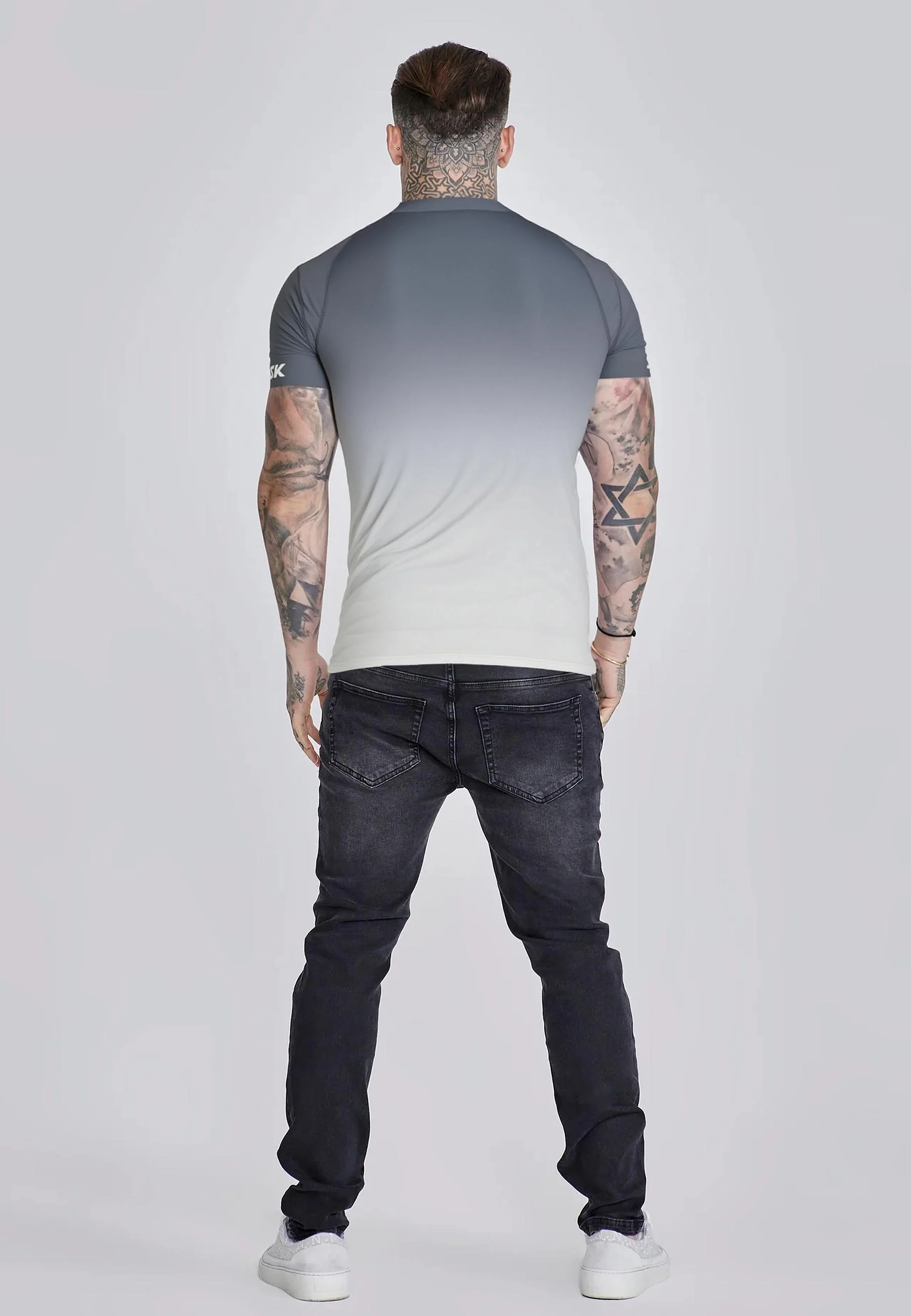 Grey and White Fade Tech T-Shirt - Image 5