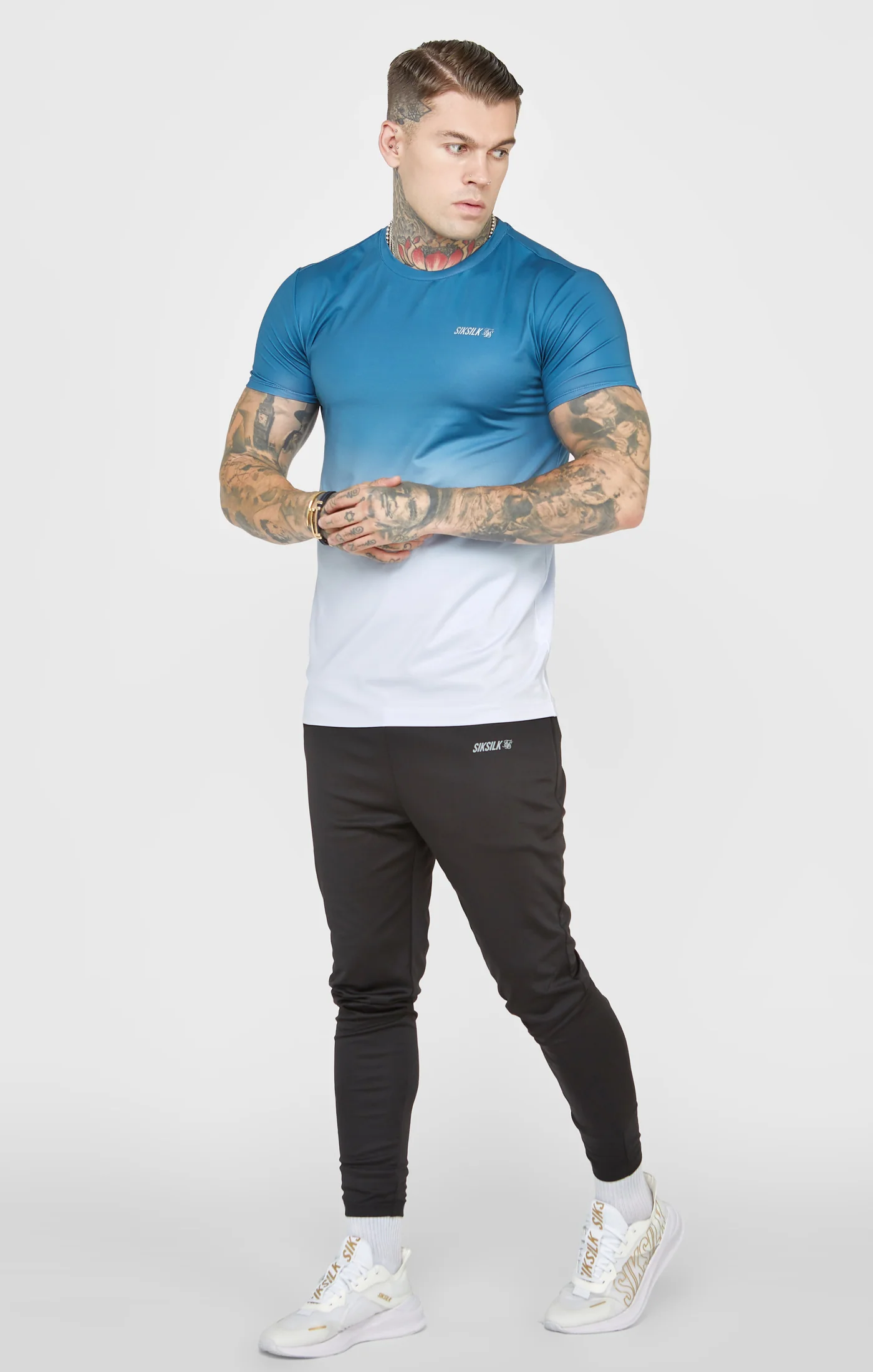 Teal Sports Fade Muscle Fit T-Shirt - Image 3