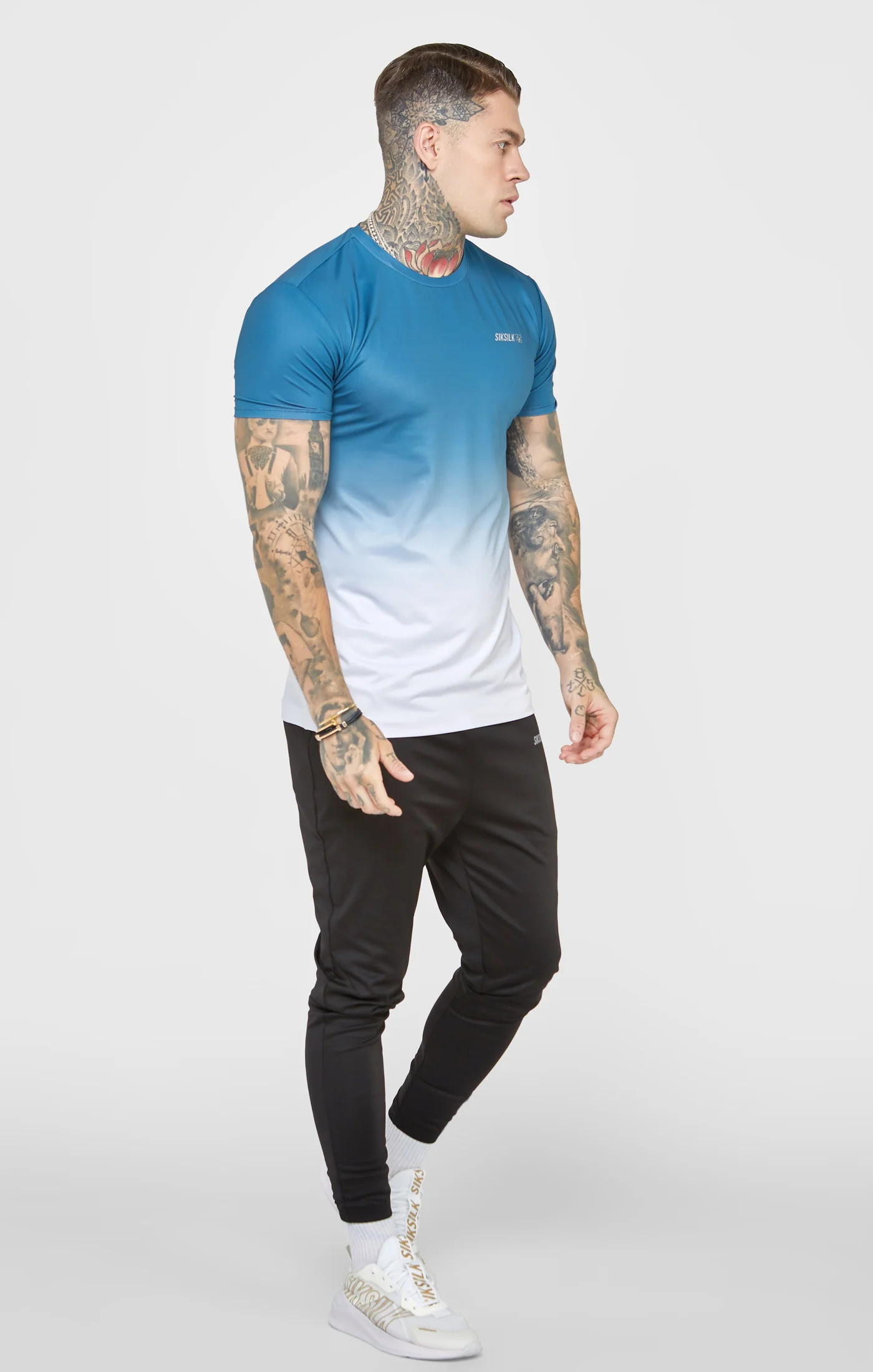 Teal Sports Fade Muscle Fit T-Shirt - Image 4
