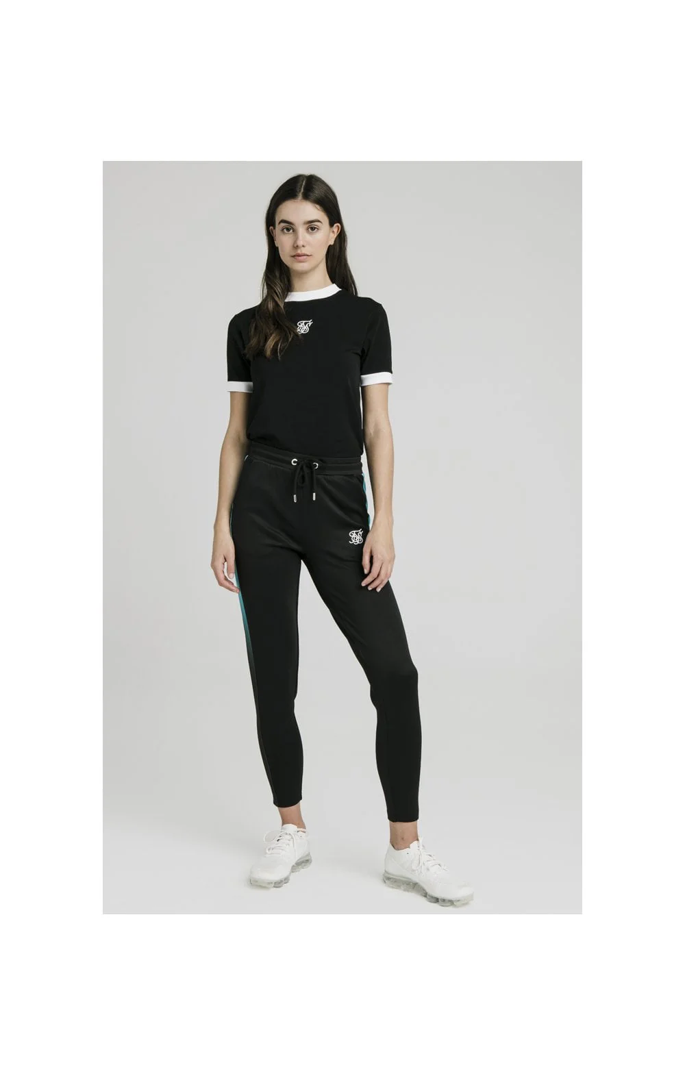 SikSilk Fade Track Pants - Black & Teal - Image 2