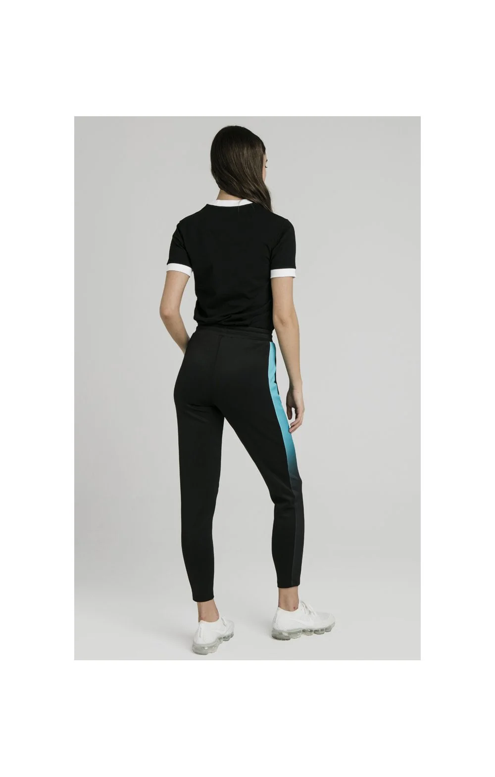 SikSilk Fade Track Pants - Black & Teal - Image 4