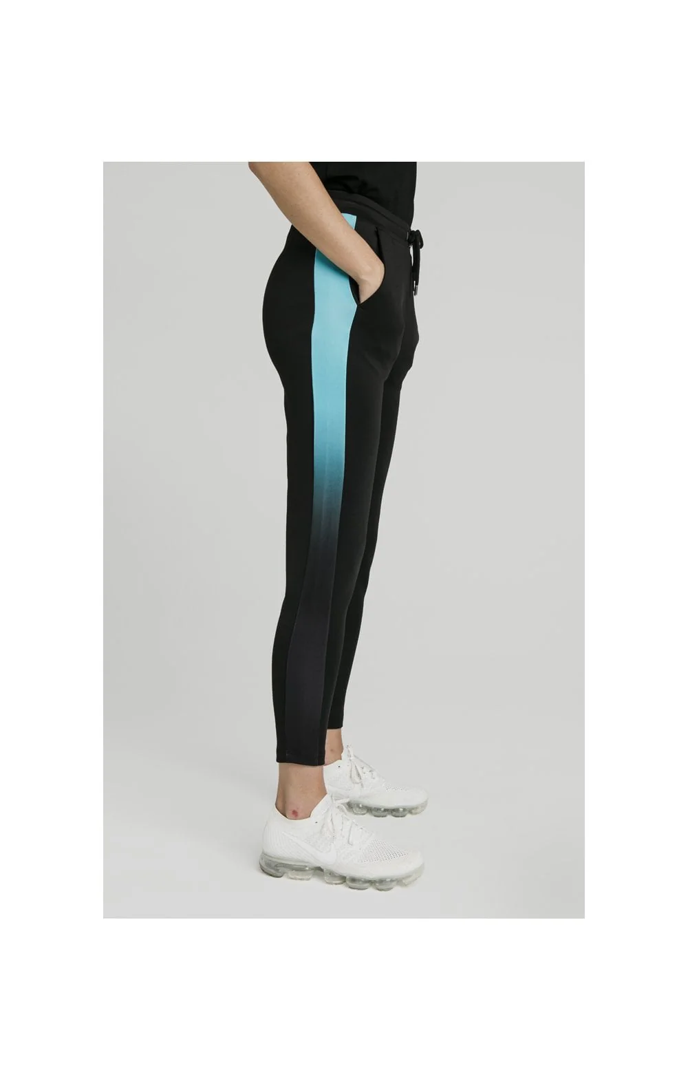 SikSilk Fade Track Pants - Black & Teal - Image 6
