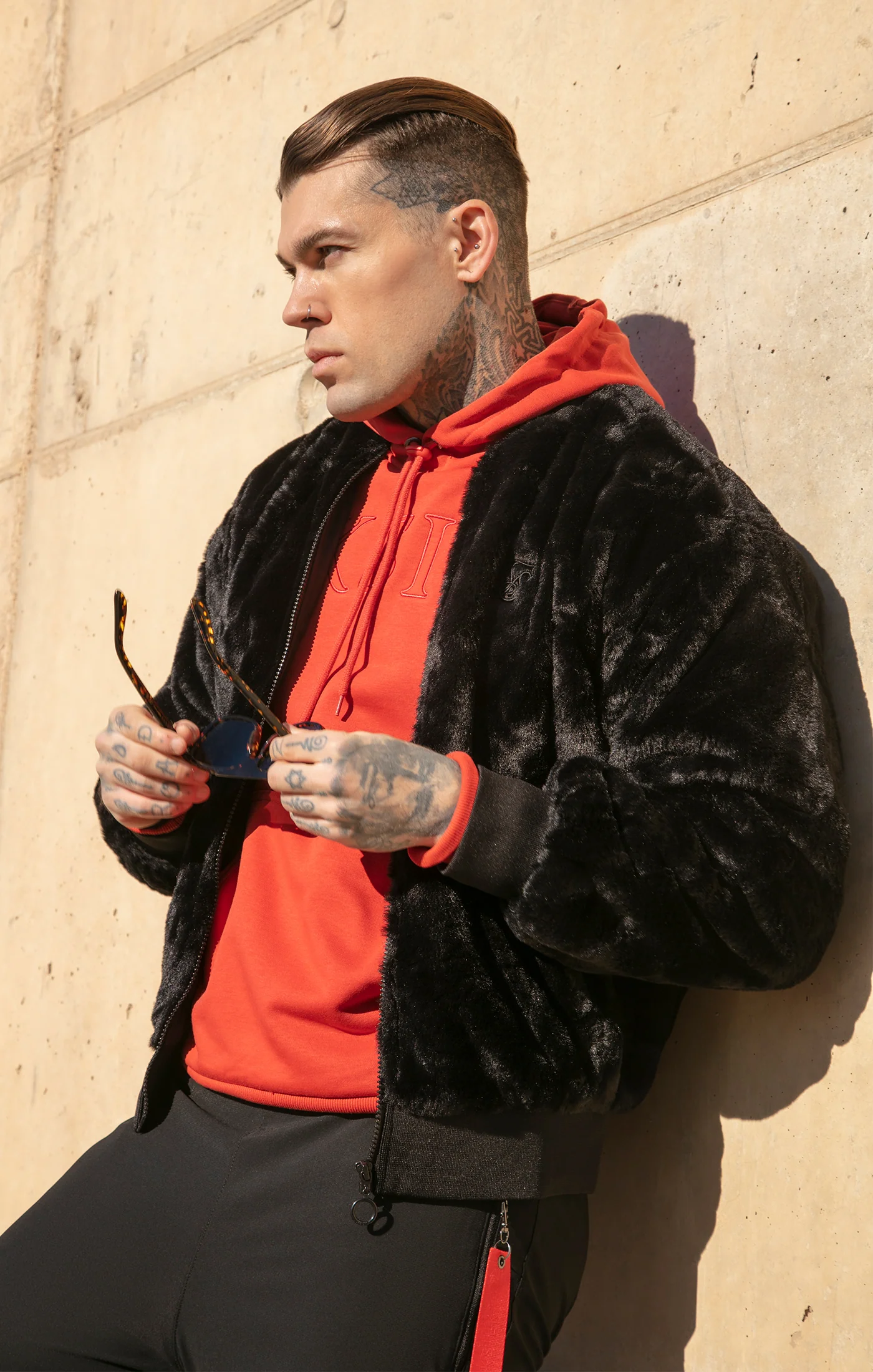 Black Faux Fur Bomber Jacket
