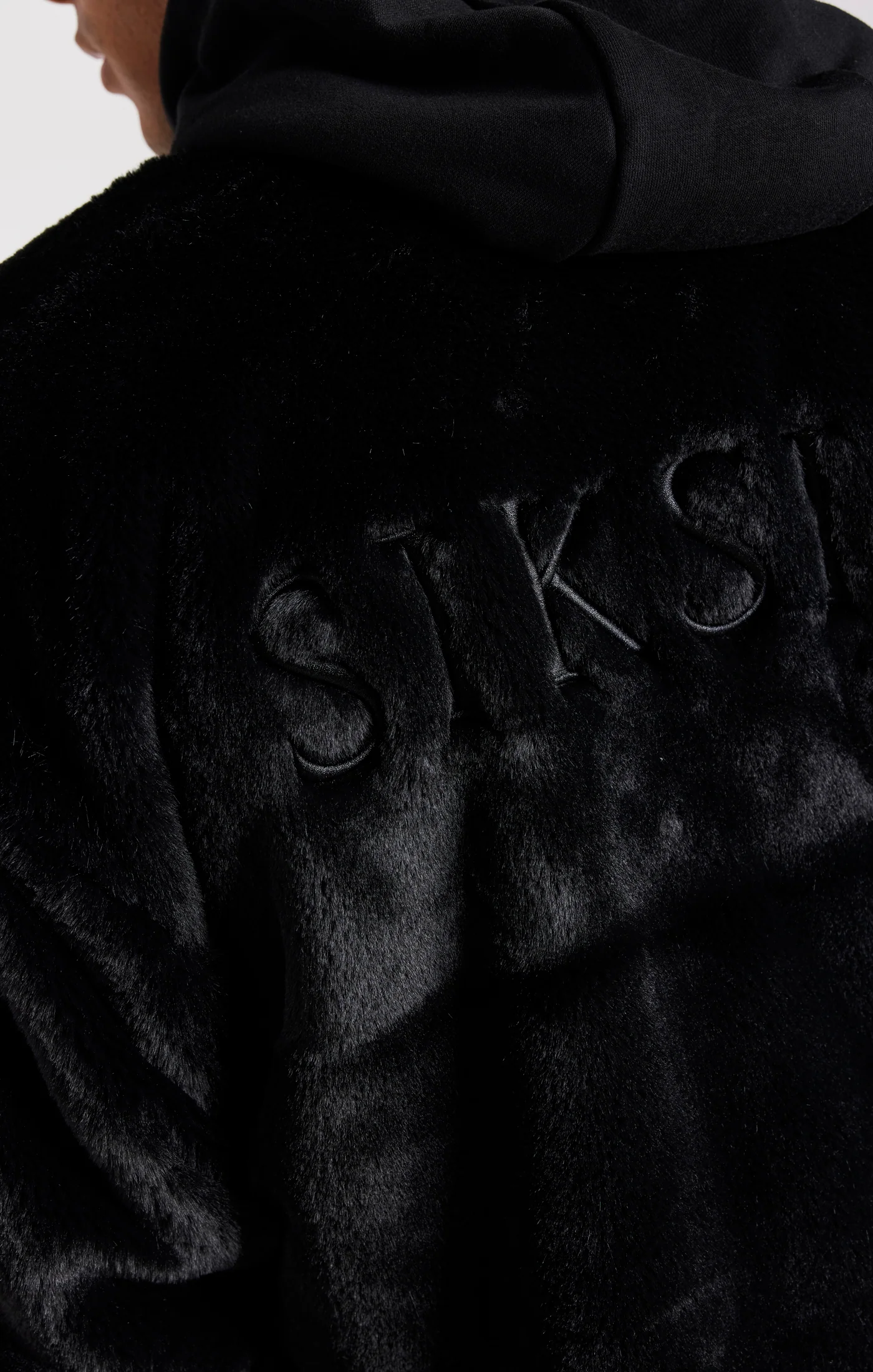 Black Faux Fur Bomber Jacket - Image 3