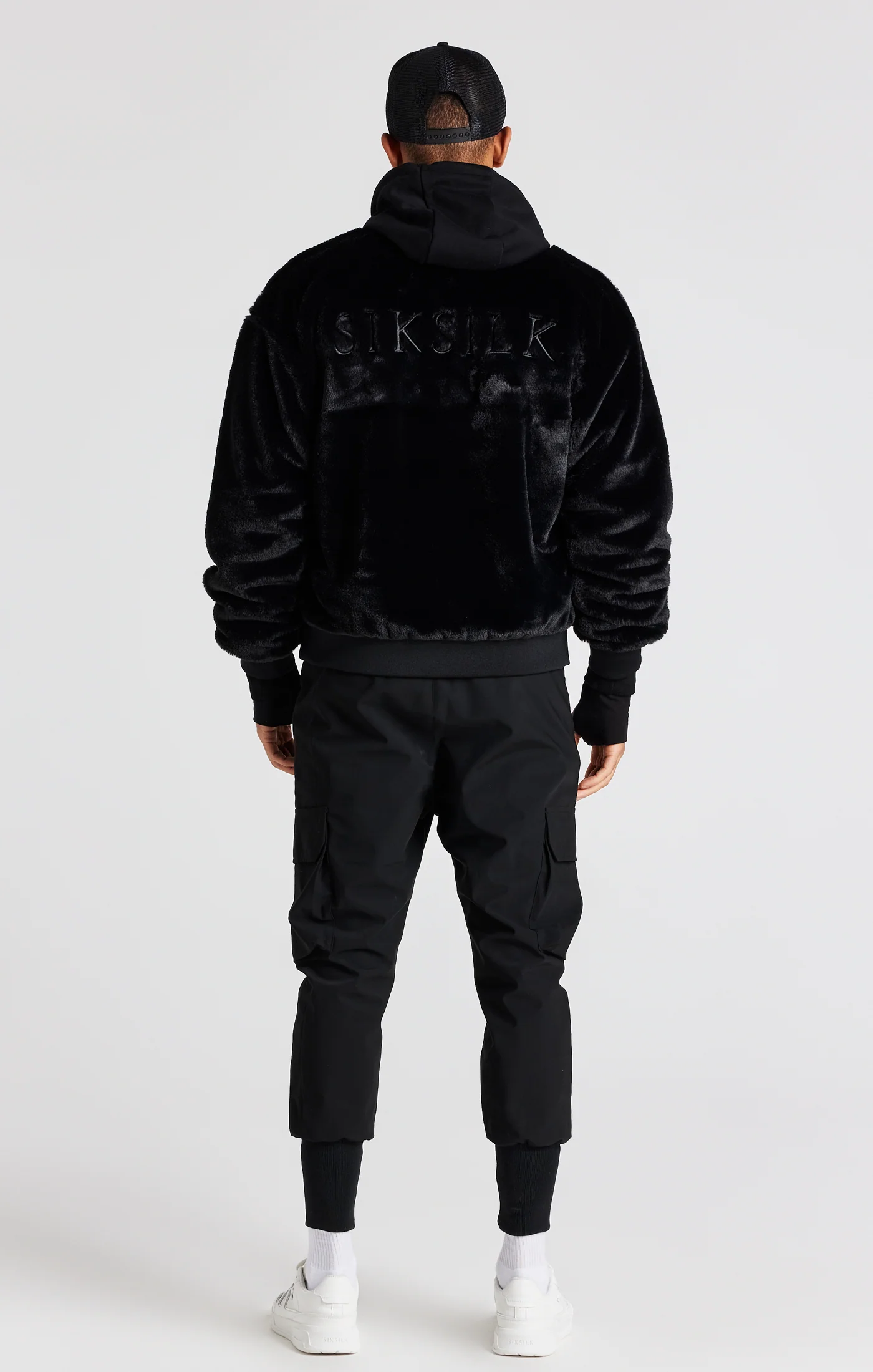 Black Faux Fur Bomber Jacket - Image 7