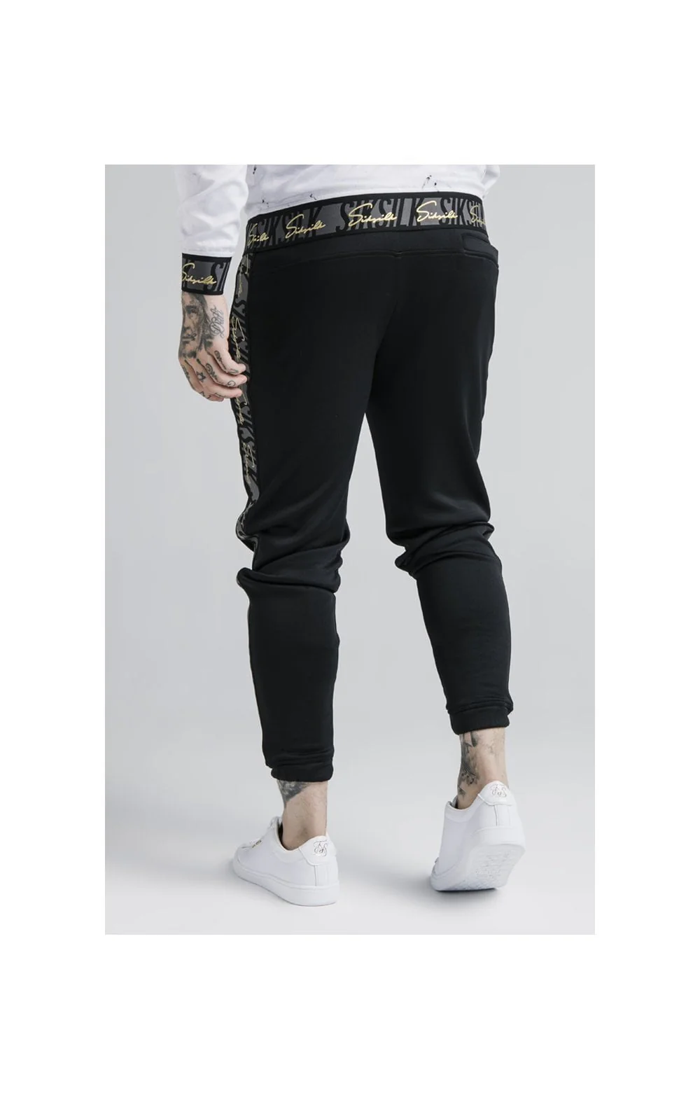 SikSilk Fitted Cuffed Jogger - Black & Grey - Image 3