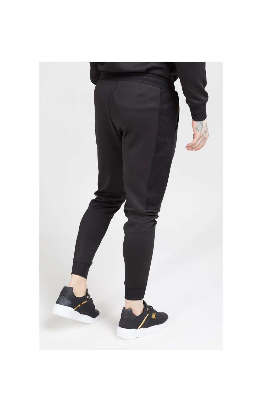 SikSilk Fitted Panel Cuff Pants – Black & Gold - Image 4